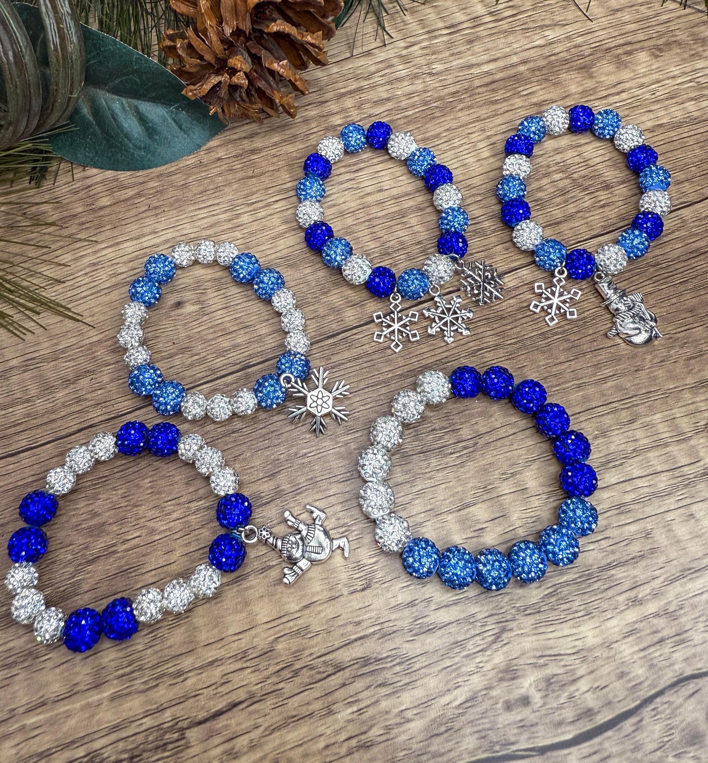 Blue Snowflake Rhinestone Bracelet