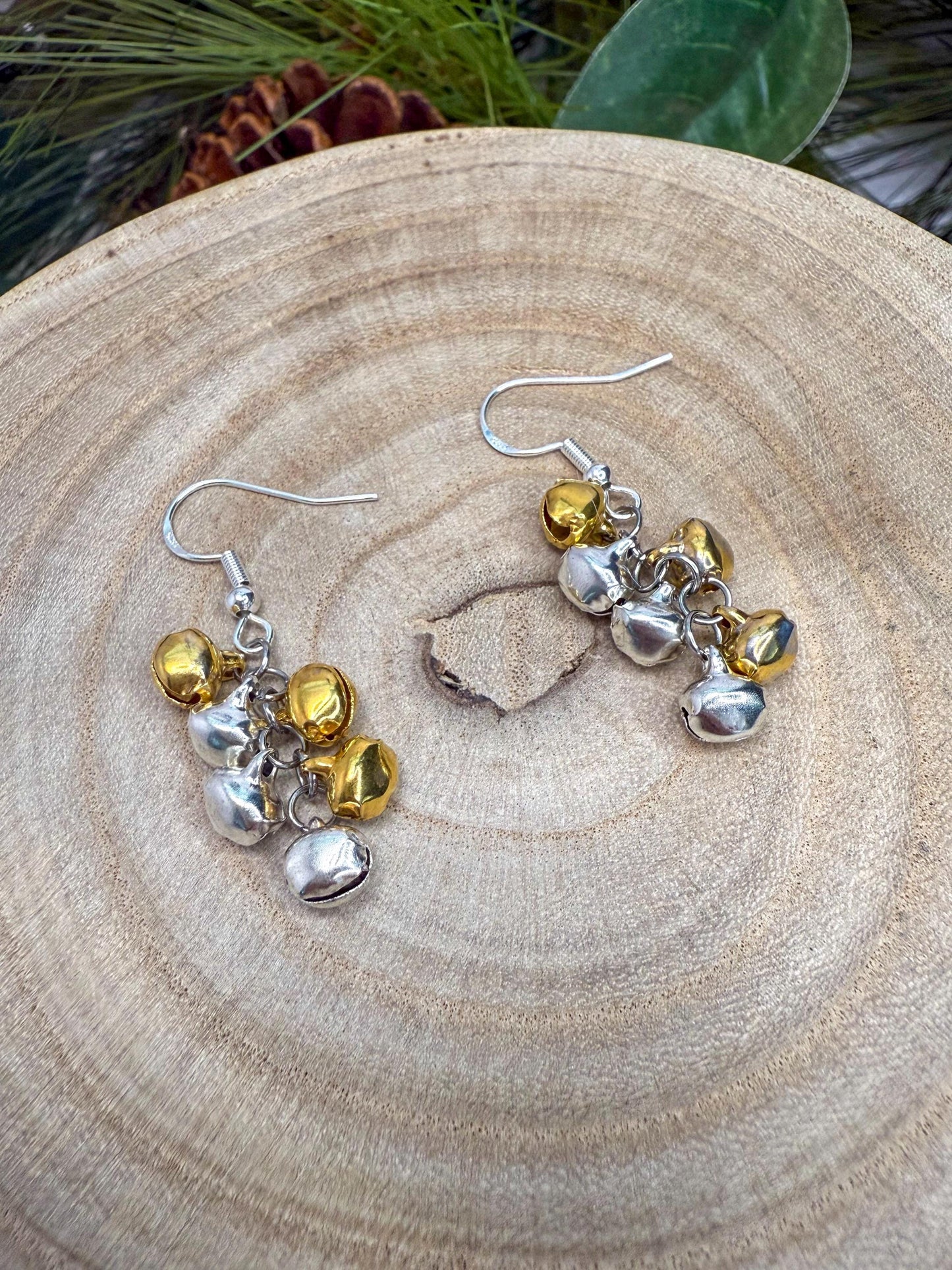 Festive Flair: Gold & Silver Jingle Bell Earrings