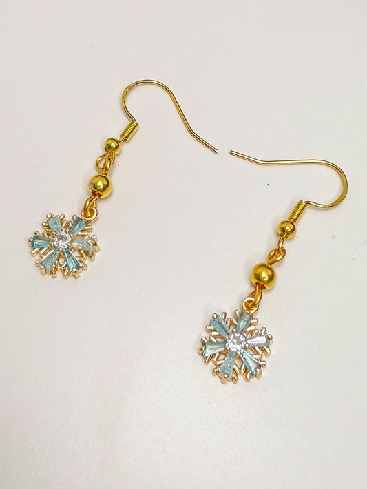 Chill Vibes: Blue & White Snowflake Earrings