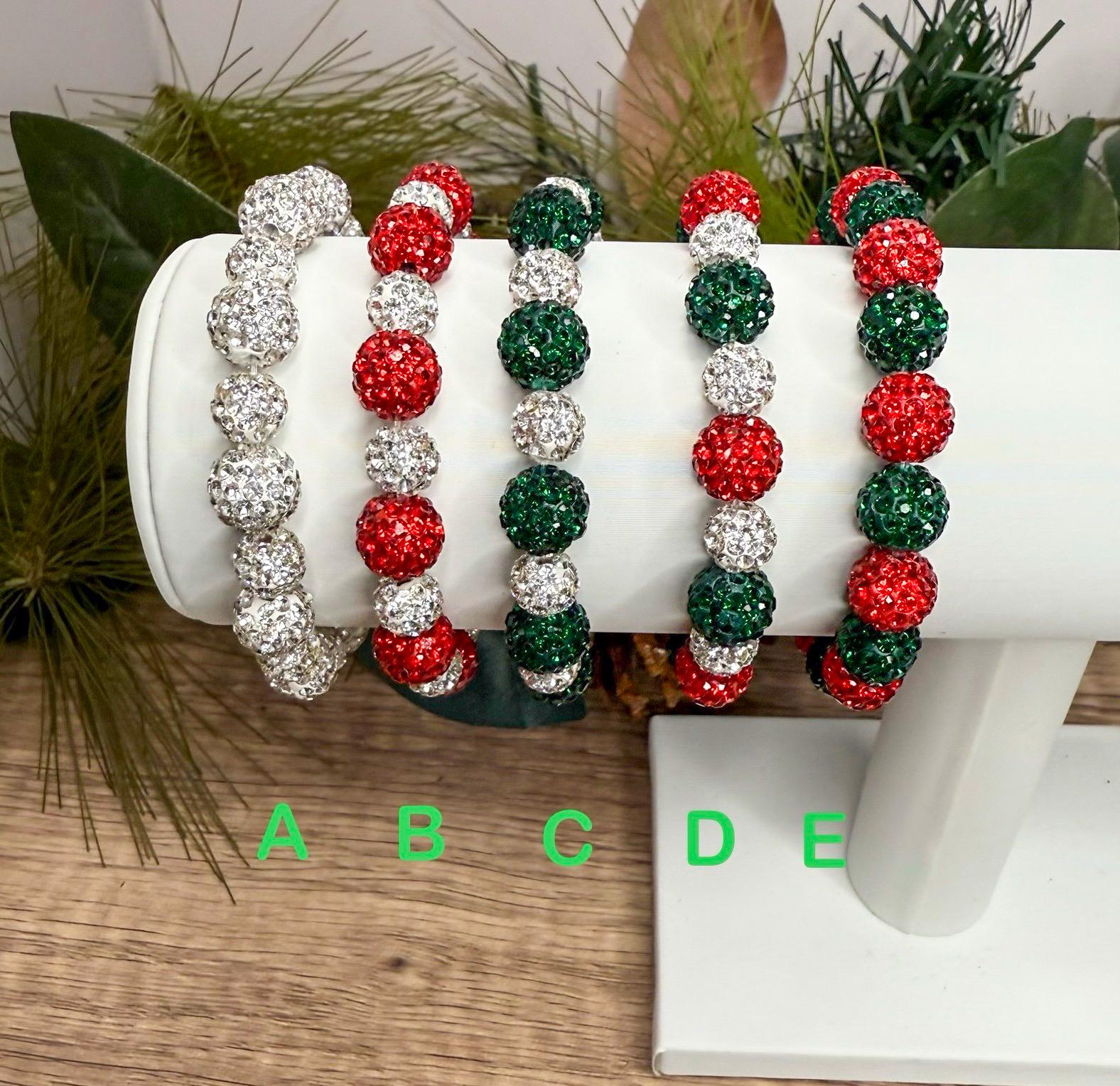 Holiday Glam: Christmas Shamballa Bracelet Collection - Stretchy, No Clasp Design