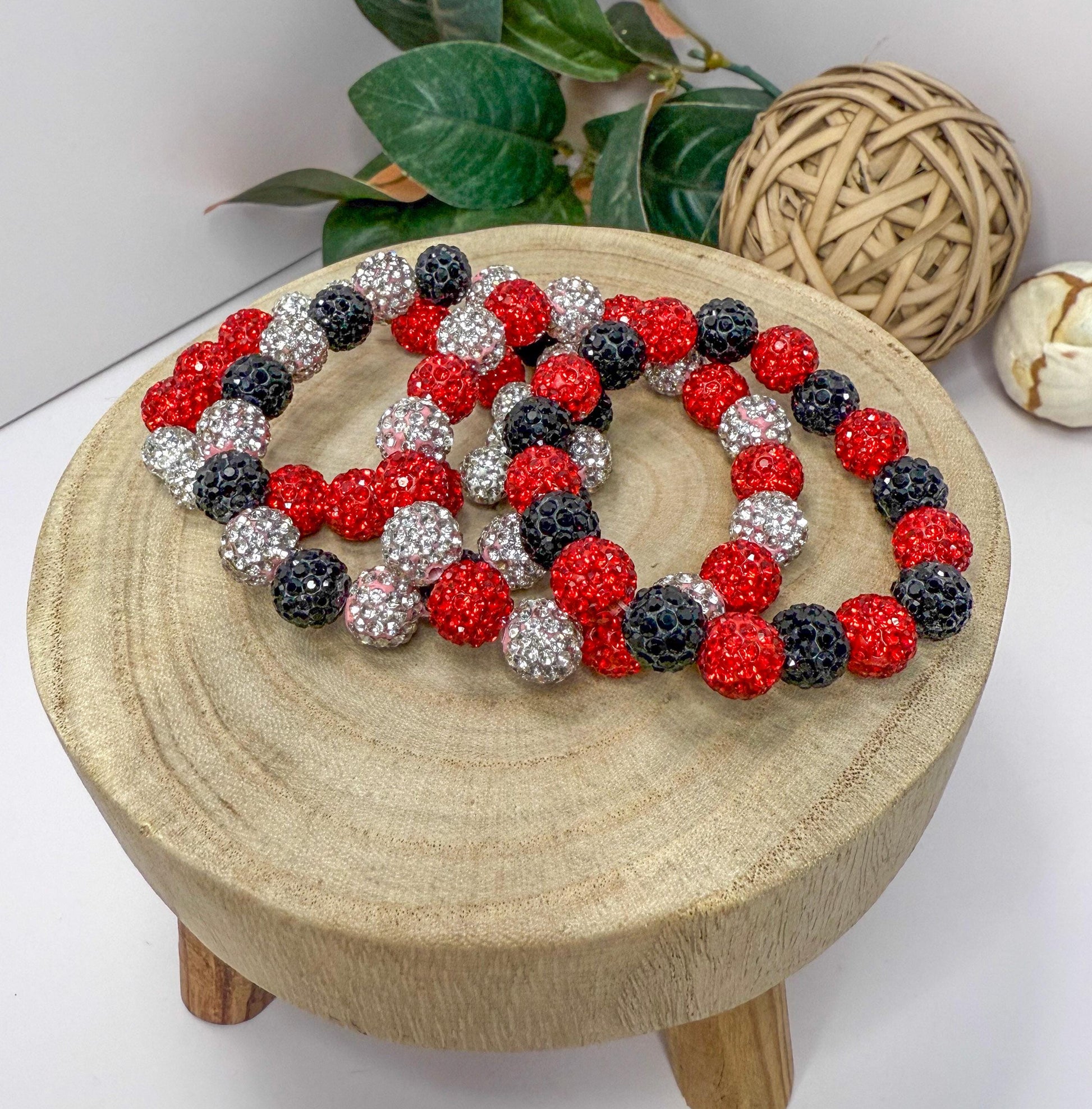 Queen of Hearts: Stylish Red, Black & Pink Beaded Bracelets