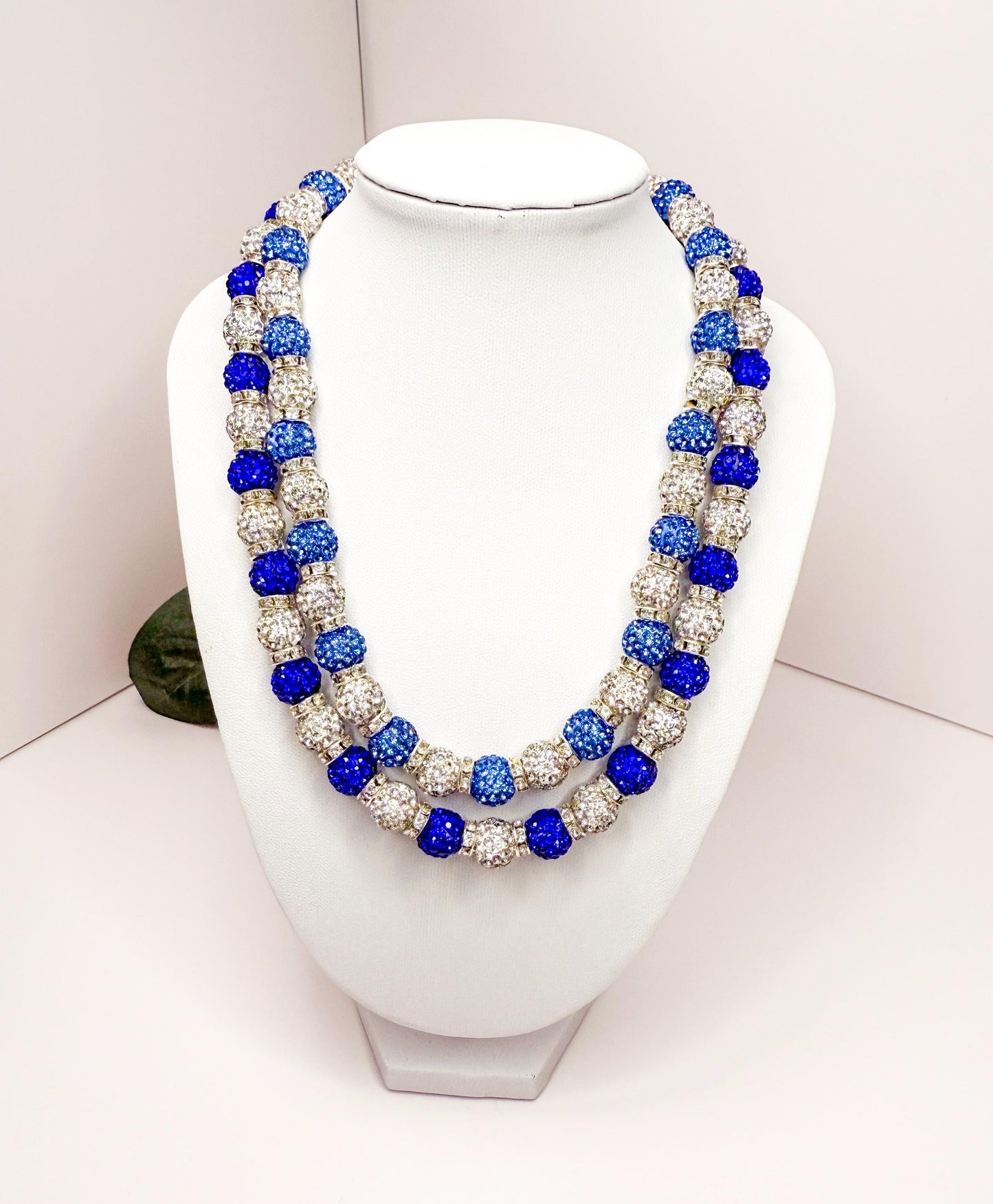Blue Rhinestone Beaded Necklaces
