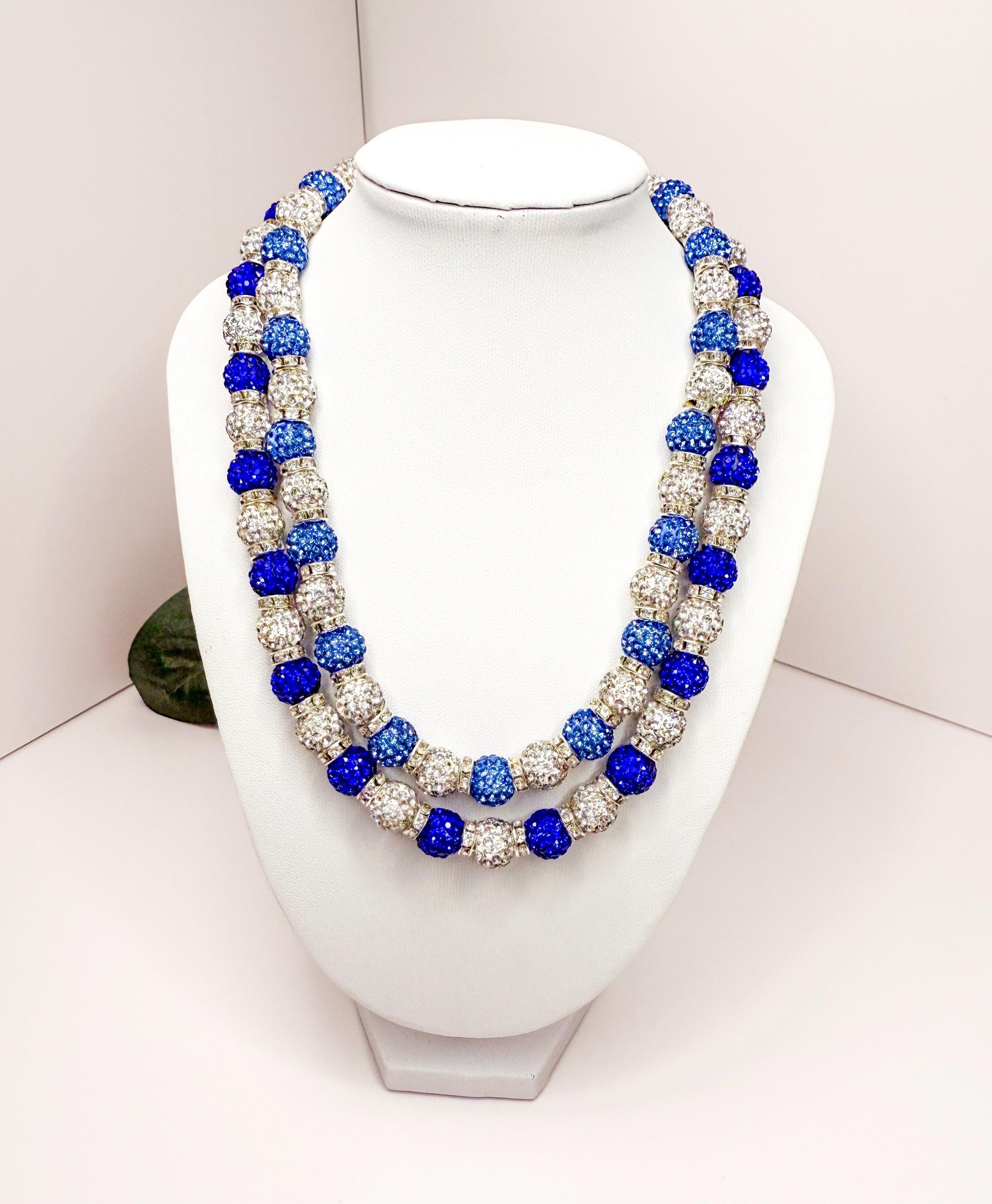 Blue Rhinestone Beaded Necklaces