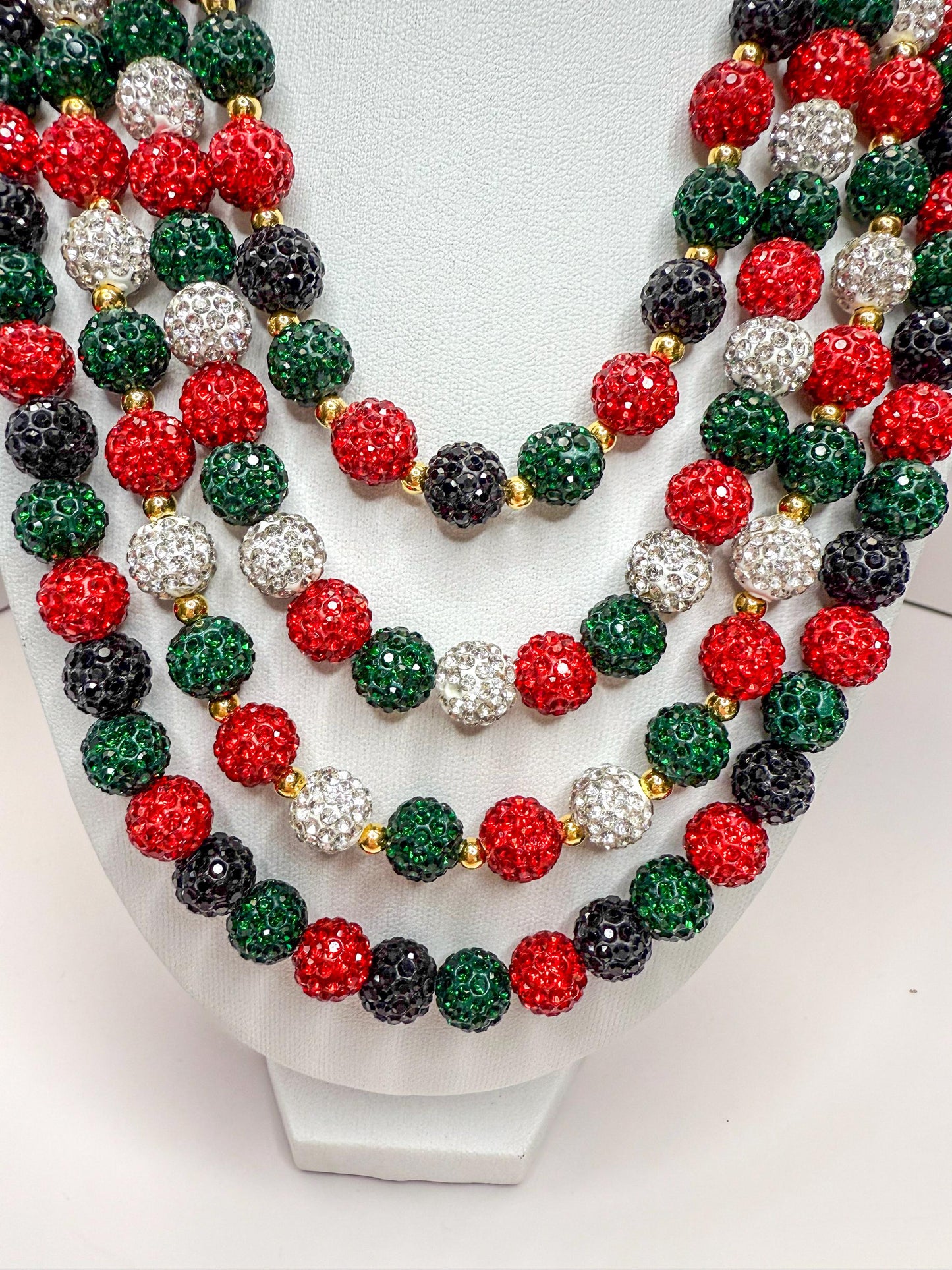 Holiday Rhinestone Beaded Necklaces