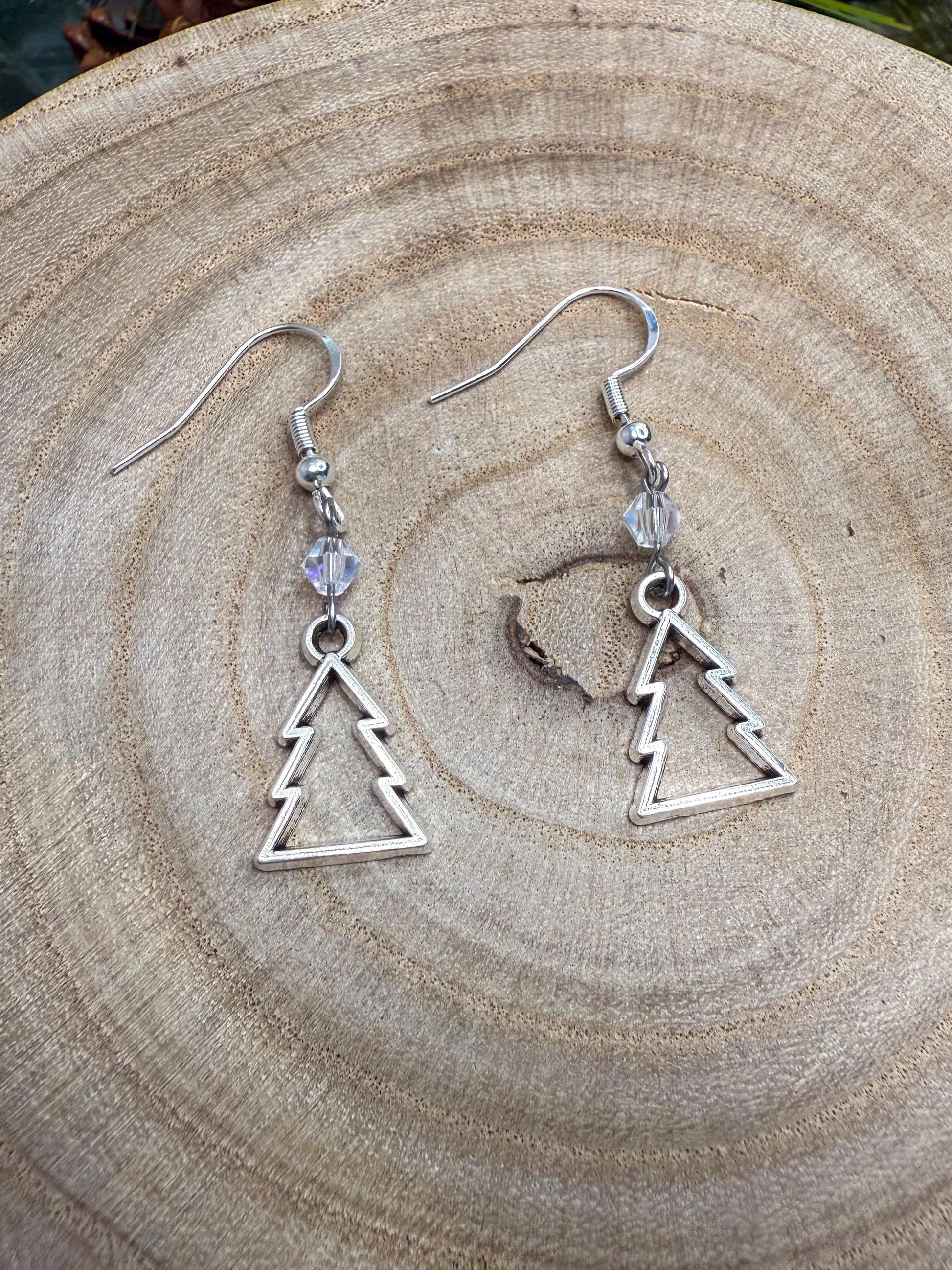 Sparkling Sterling Silver Christmas Tree Earrings for Festive Cheer