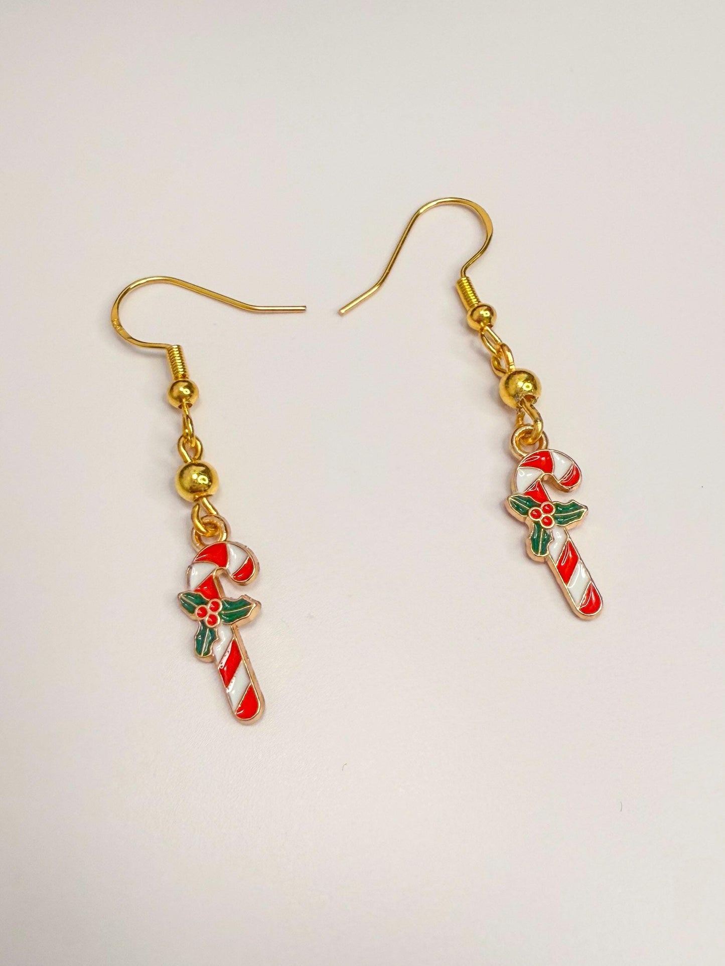 Sweeten Your Look with Gold Candy Cane Charm Earrings