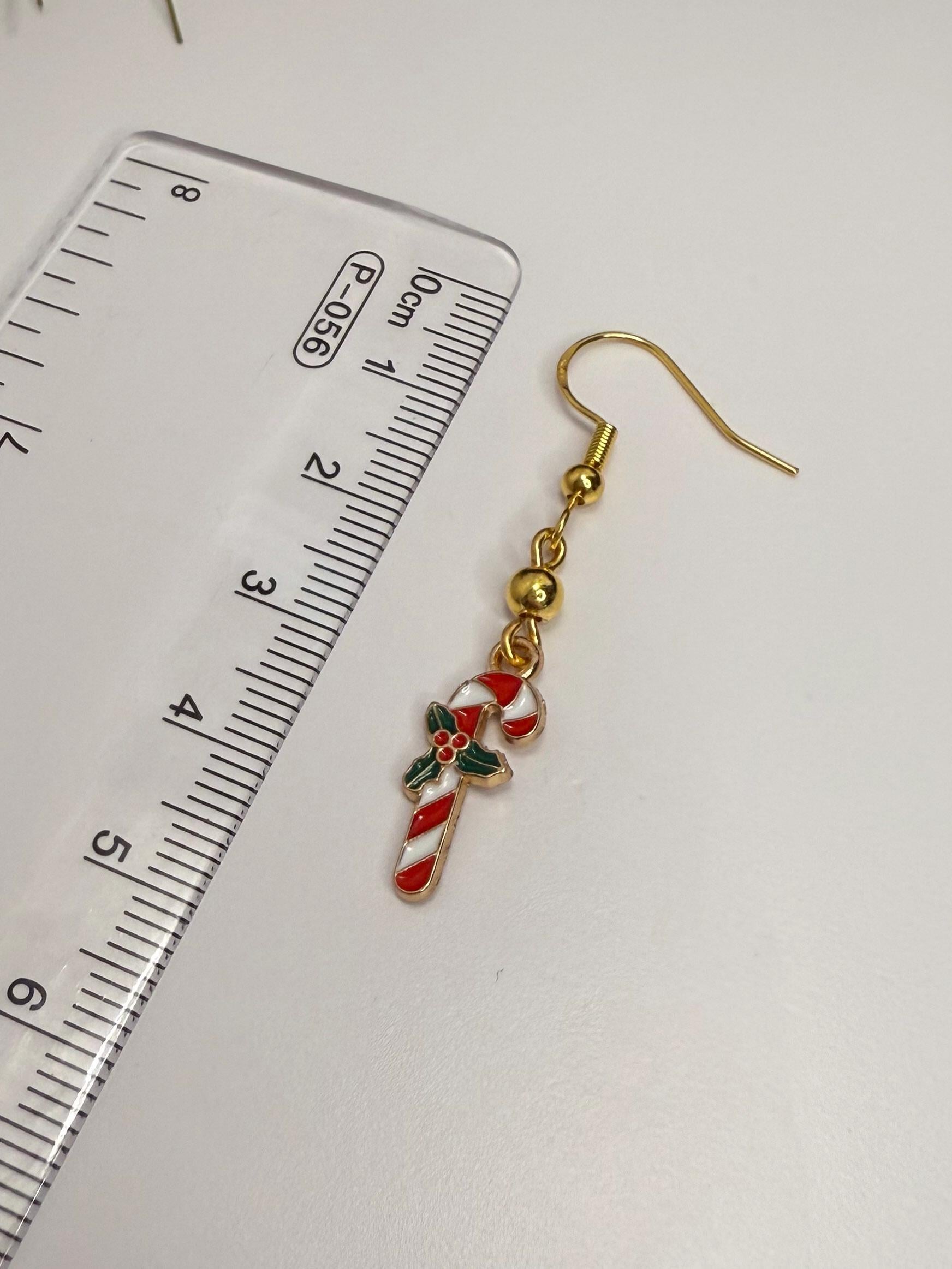 Sweeten Your Look with Gold Candy Cane Charm Earrings