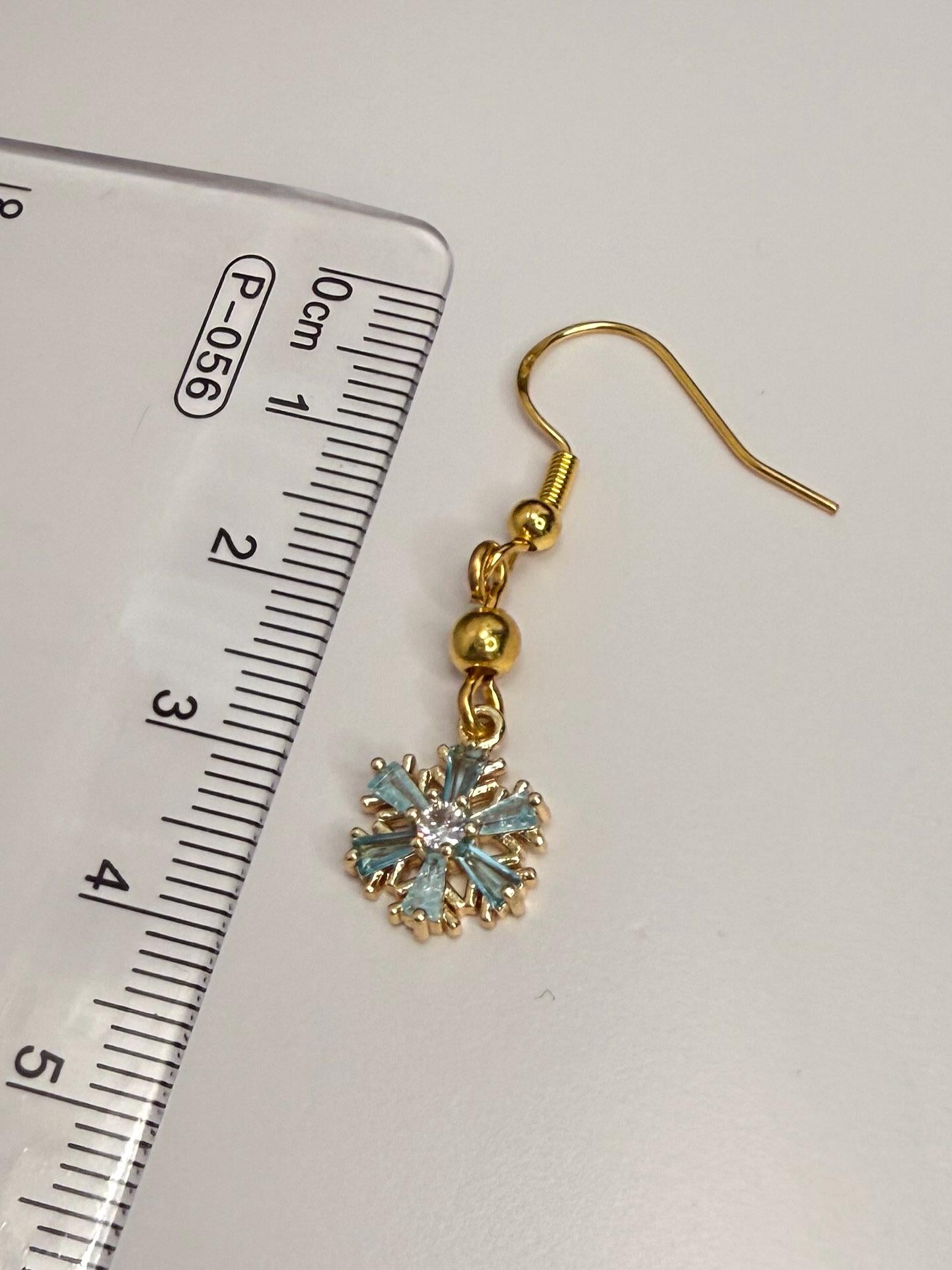 Blue Snowflake Dangle Earrings