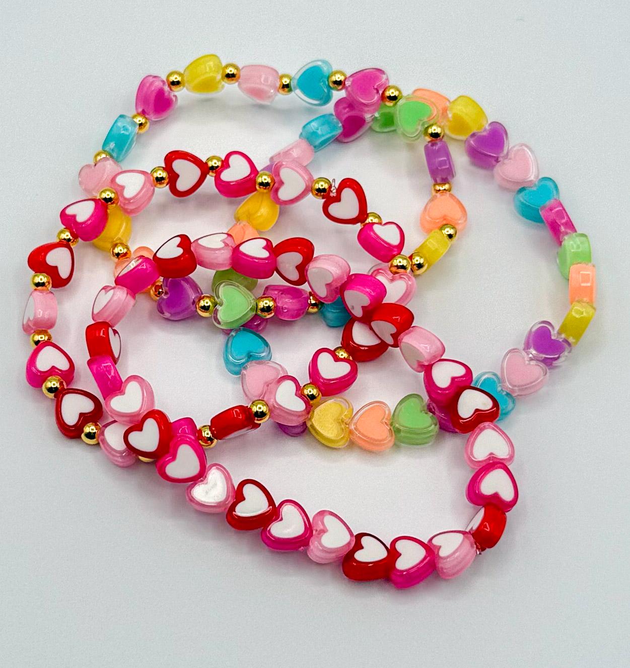 Sweet Heart Beaded Bracelets - Love in Every Style! - Stretchy, No Clasp Design