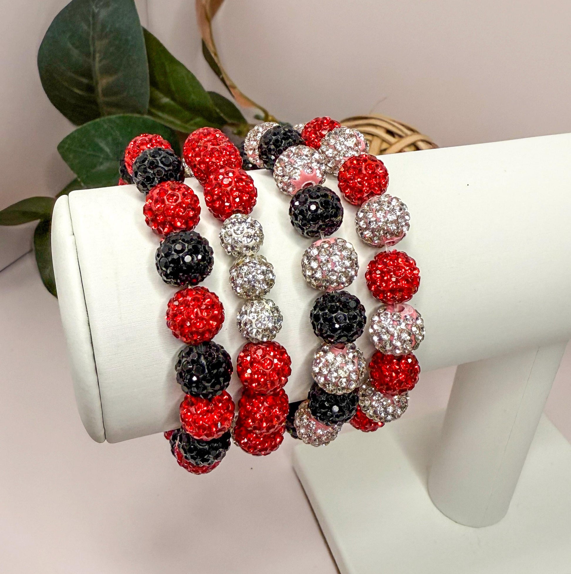 Queen of Hearts: Stylish Red, Black & Pink Beaded Bracelets