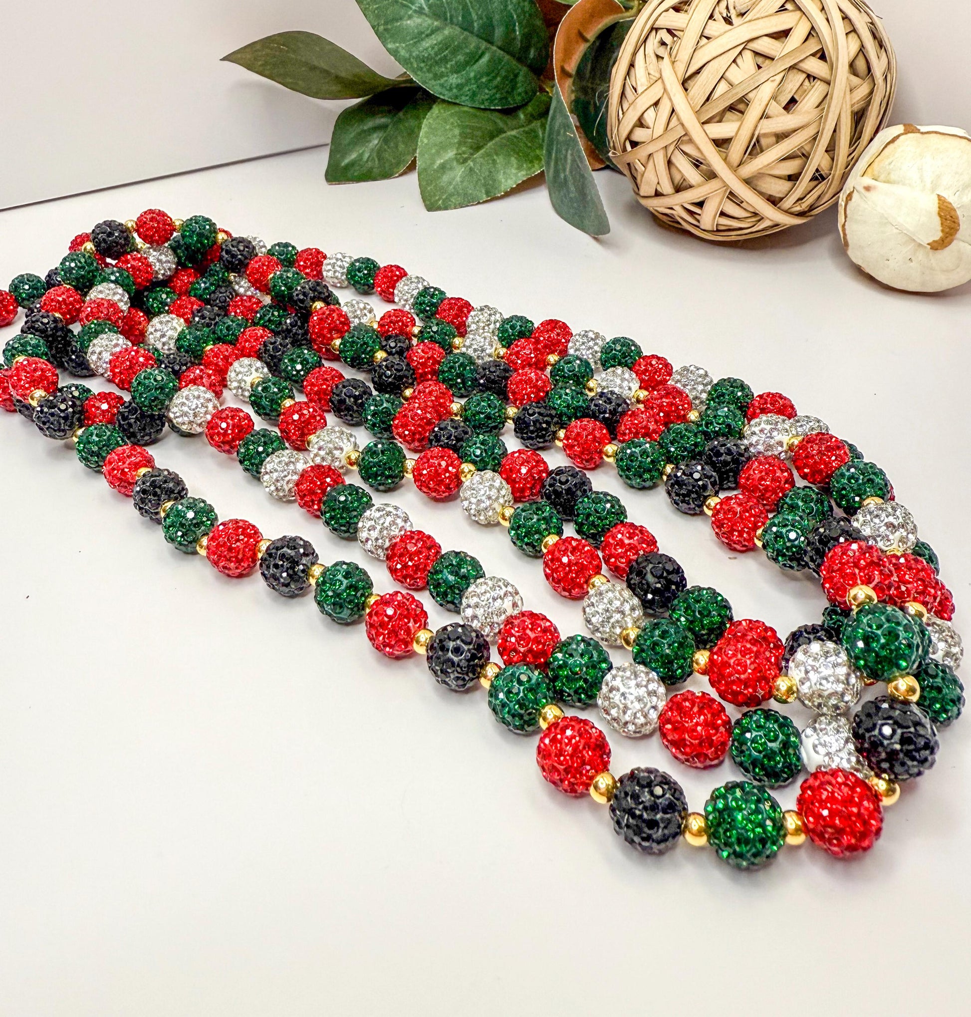 Holiday Rhinestone Beaded Necklaces