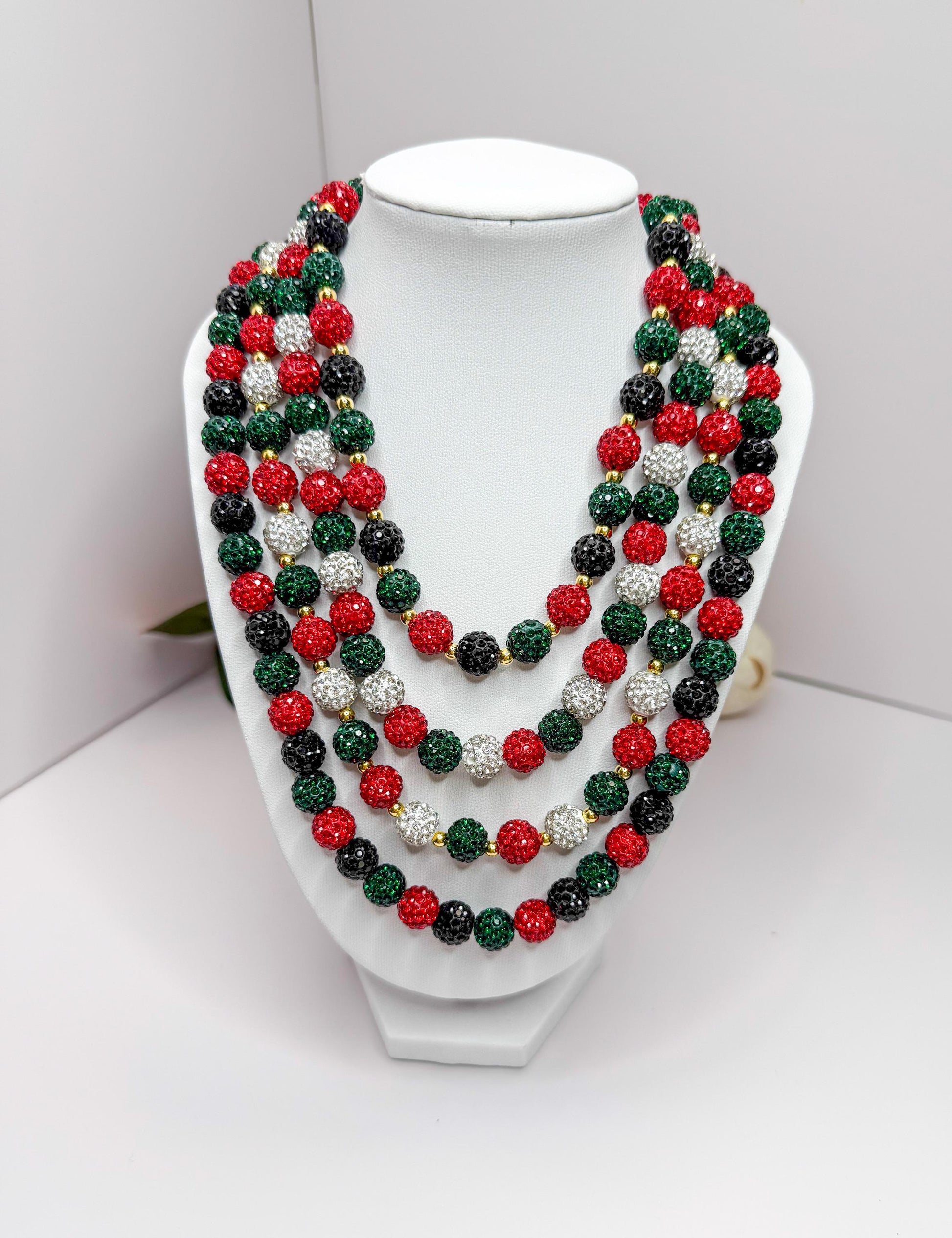 Holiday Rhinestone Beaded Necklaces