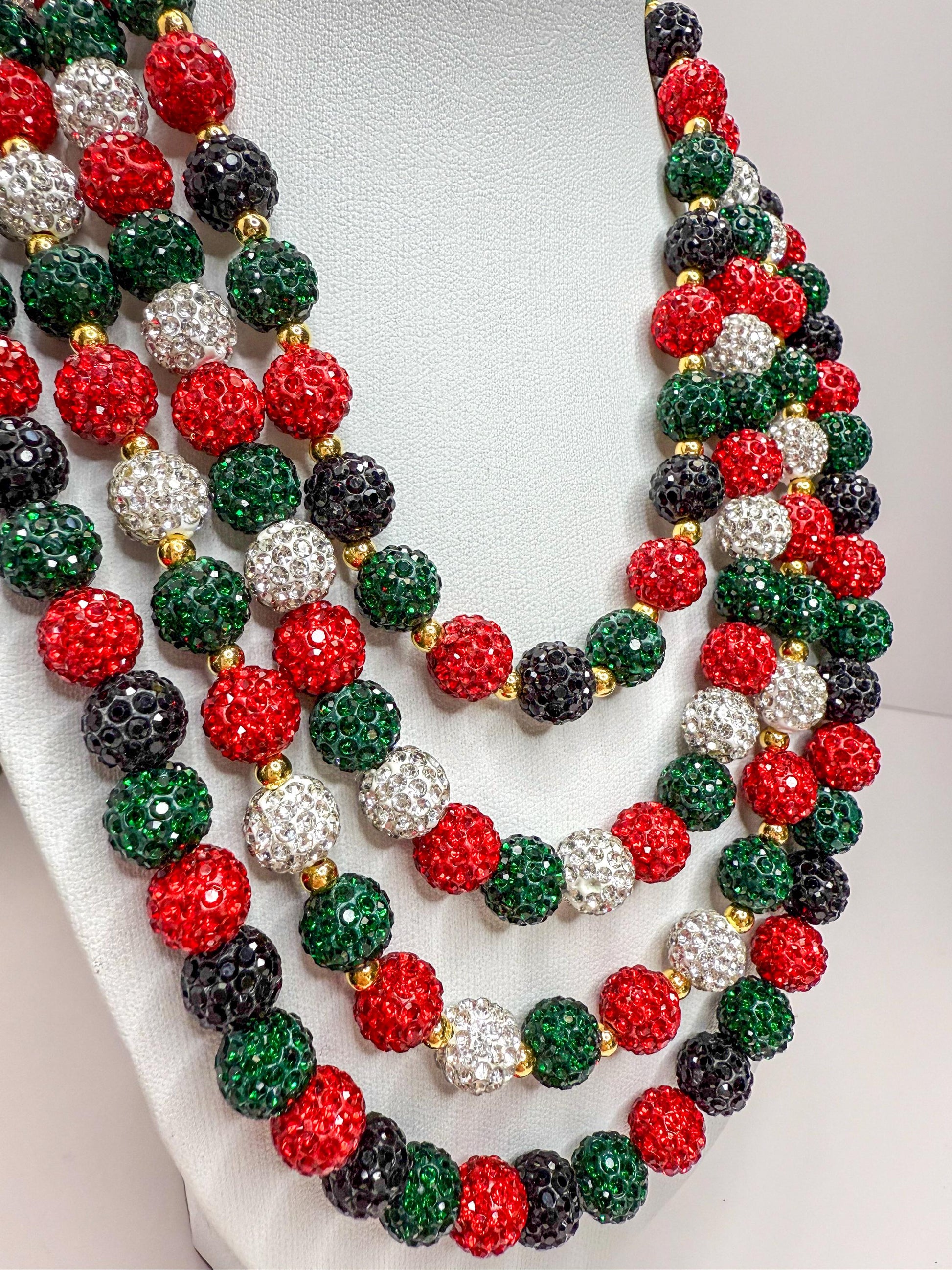 Holiday Rhinestone Beaded Necklaces