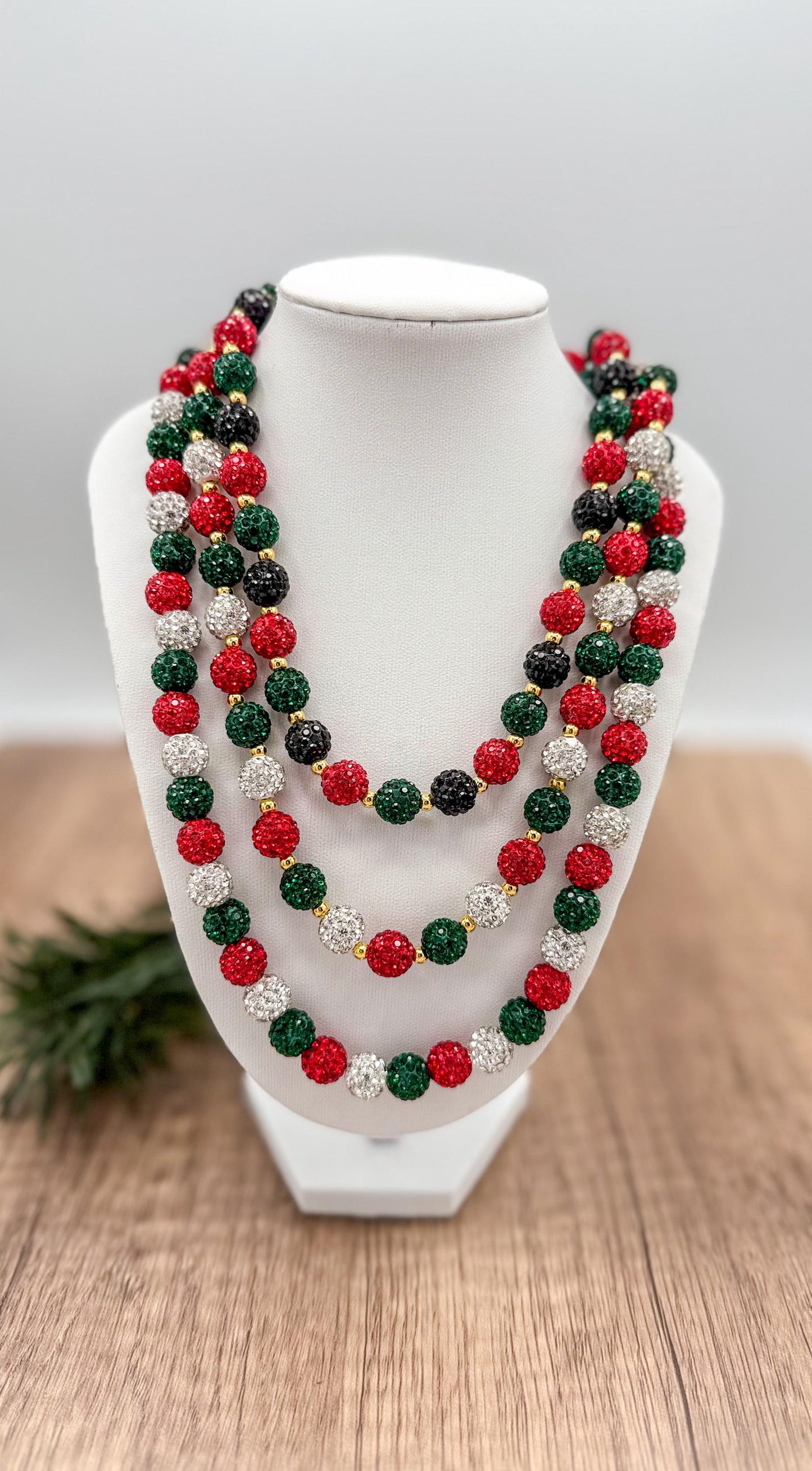 Holiday Rhinestone Beaded Necklaces