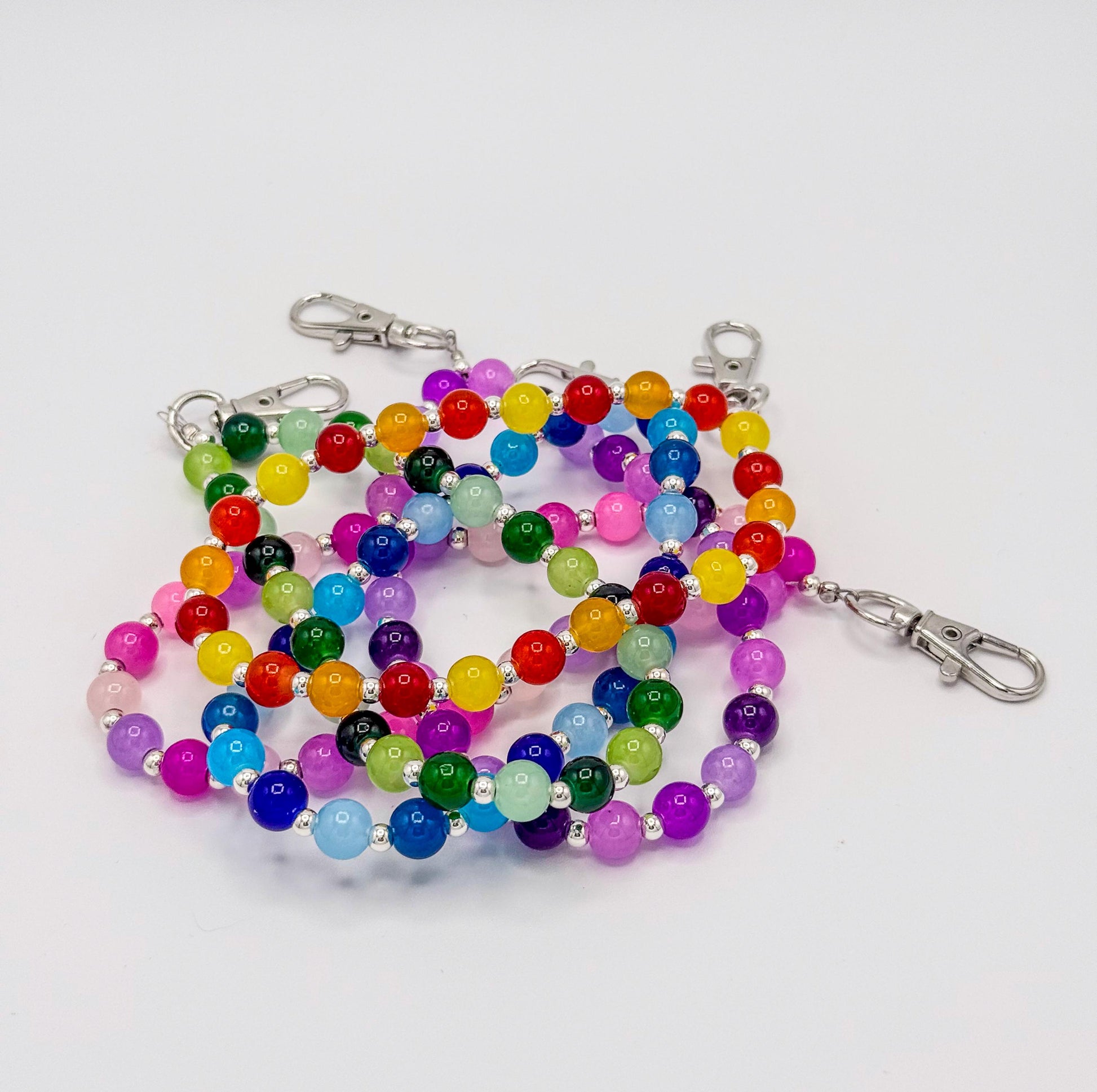 Colorful Glass Beaded Phone Straps: Fun & Functional! - Various Colors - Wristlet/Bag/Keychain