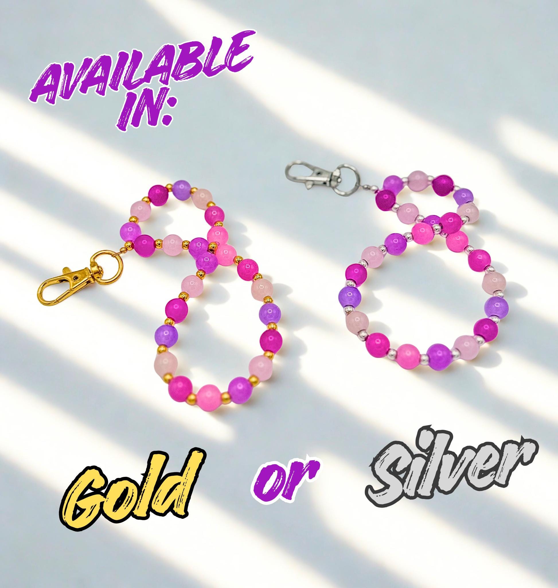 Colorful Glass Beaded Phone Straps: Fun & Functional! - Various Colors - Wristlet/Bag/Keychain