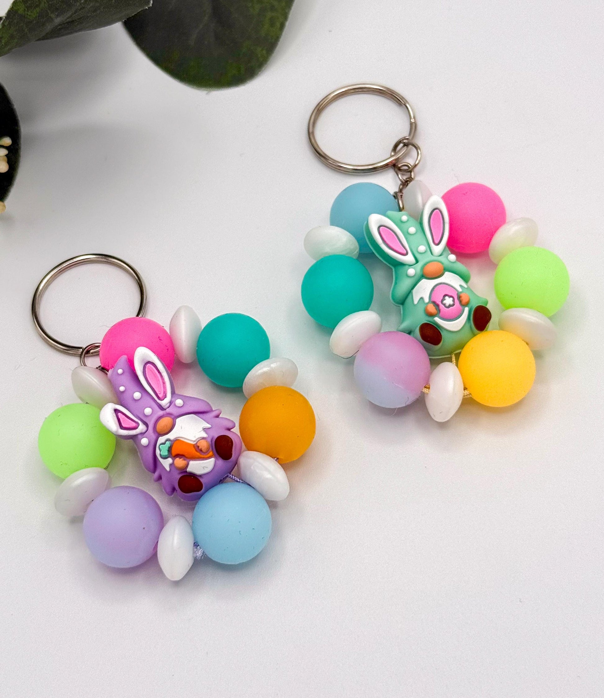 Easter Gnome Beaded Keychain