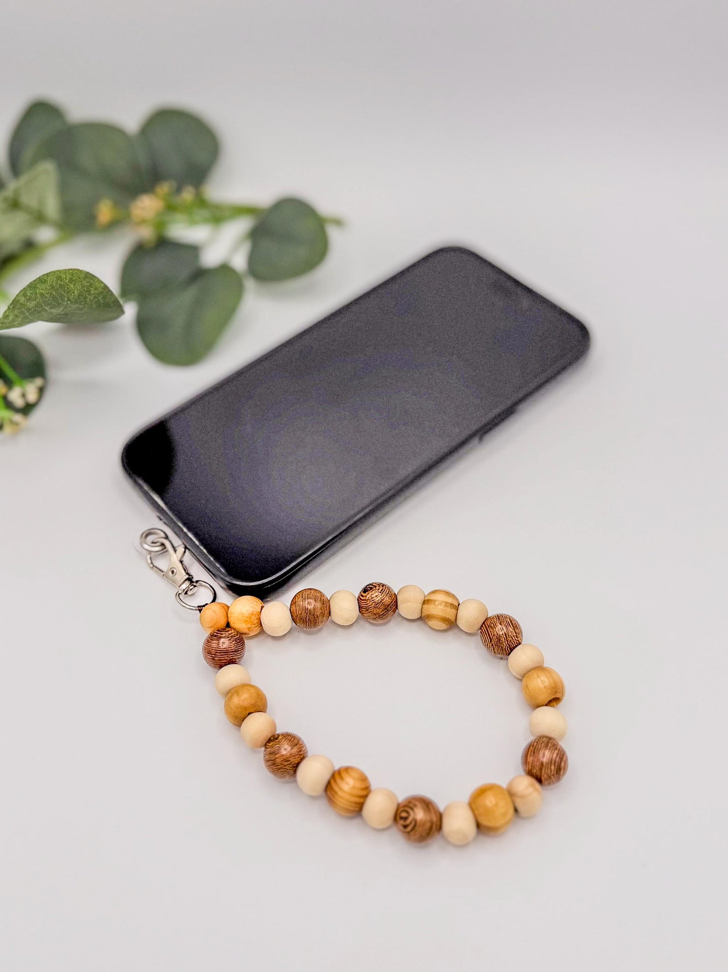 Boho Wood Bead Phone Wristlet