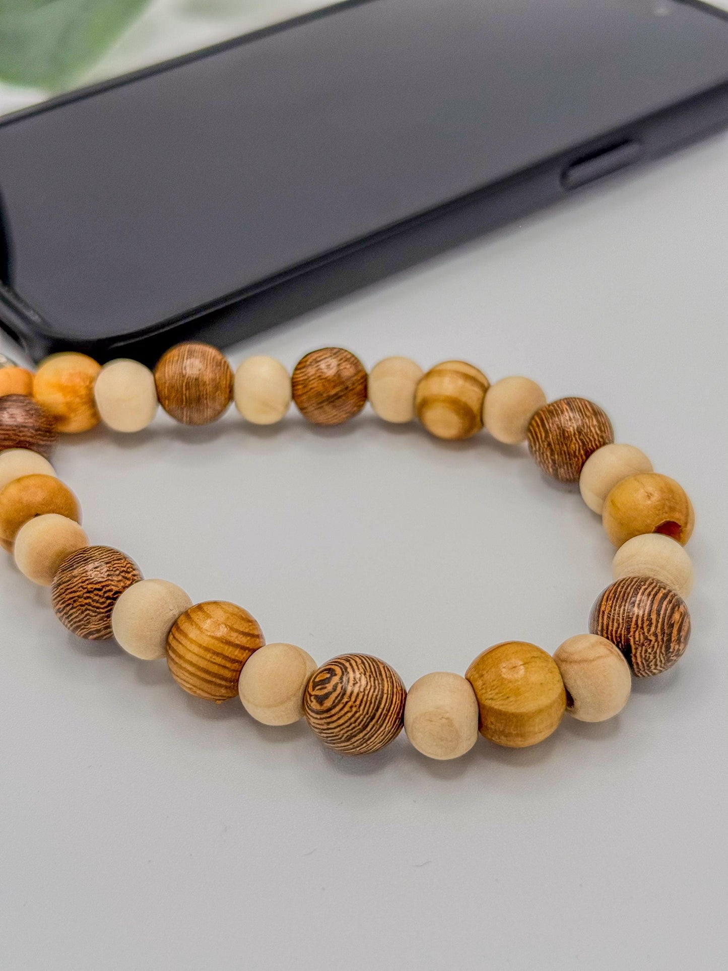 Boho Wood Bead Phone Wristlet