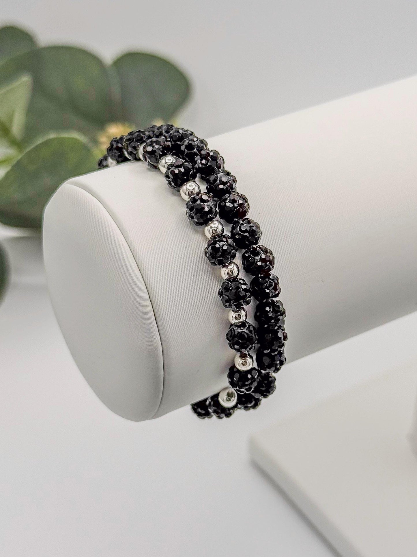 Dainty Shamballa Bead Bracelet - 6mm Bead Size - Various Designs - Gold & Silver Options - Rhinestone Beads - Stretchy, No Clasp Design