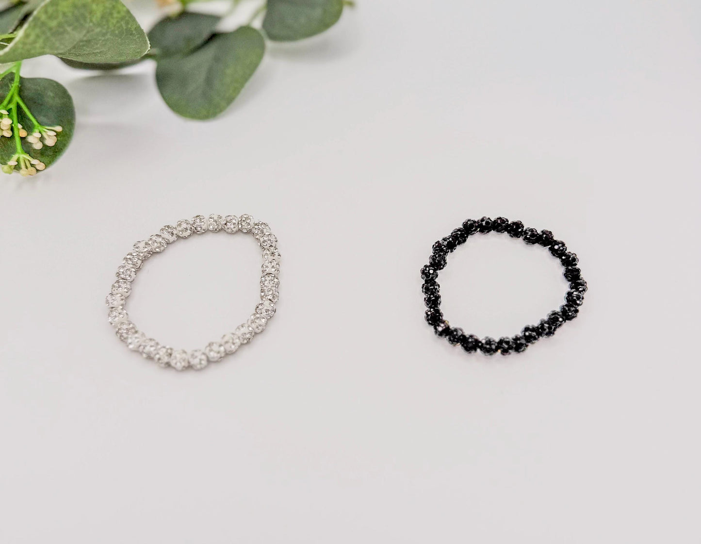 Dainty Shamballa Bead Bracelet - 6mm Bead Size - Various Designs - Gold & Silver Options - Rhinestone Beads - Stretchy, No Clasp Design