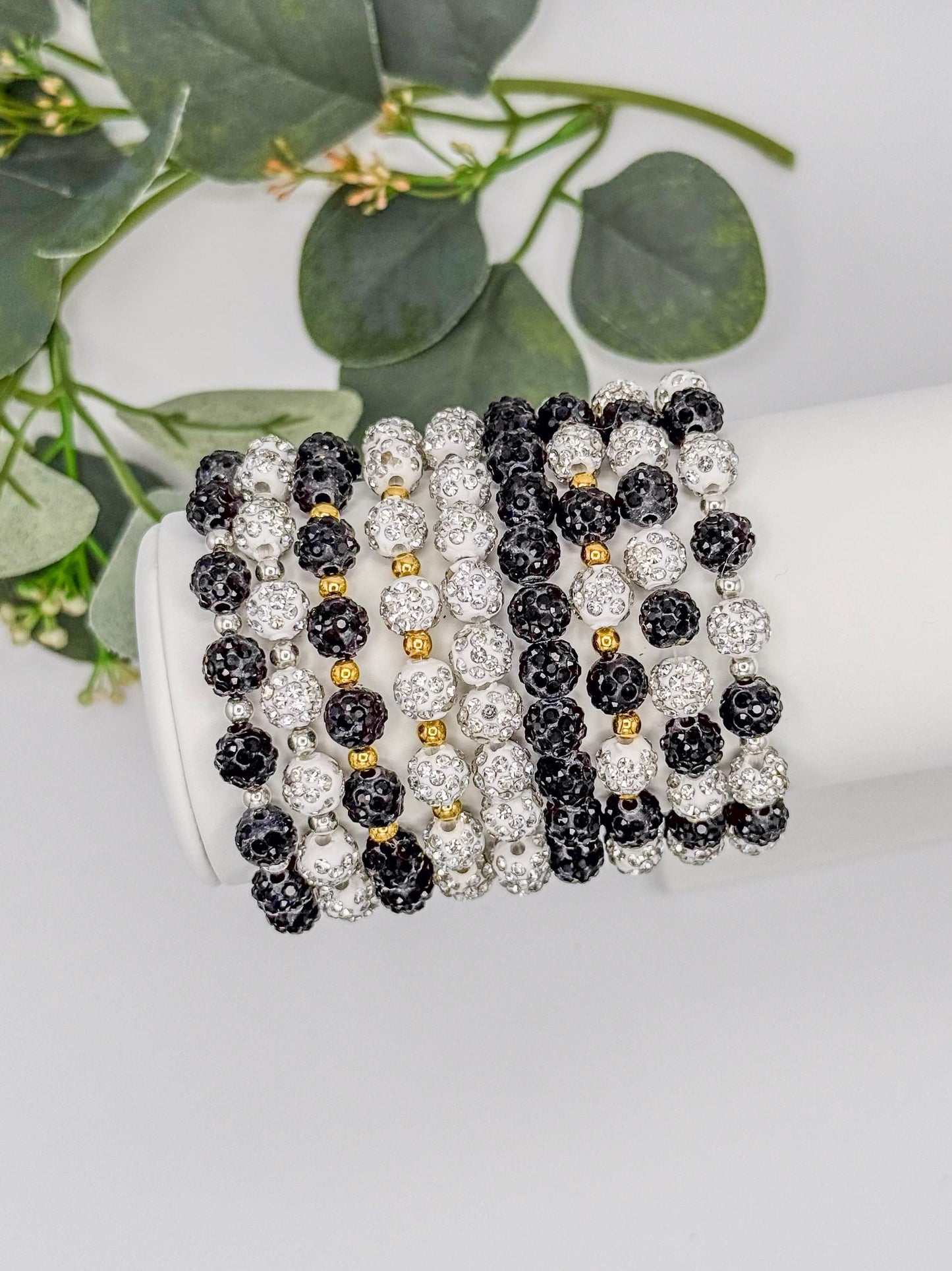 Rhinestone Bead Bracelets Combo - 8mm Bead
