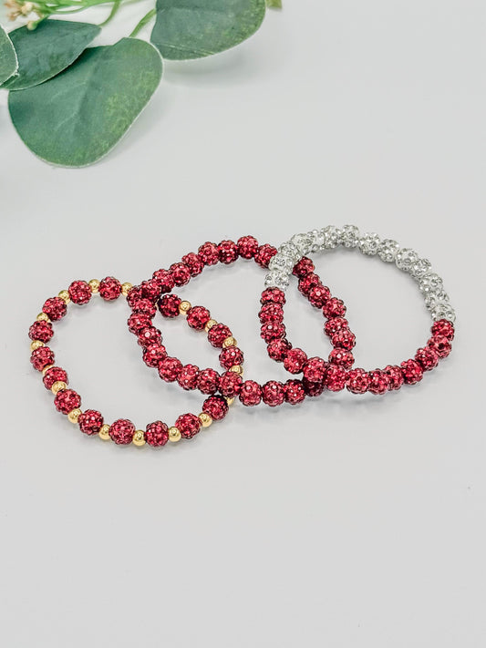 Radiant Red & White Beaded Bracelet for Everyday Glam - 6mm Bead Size - Various Designs - Stretchy, No Clasp Design