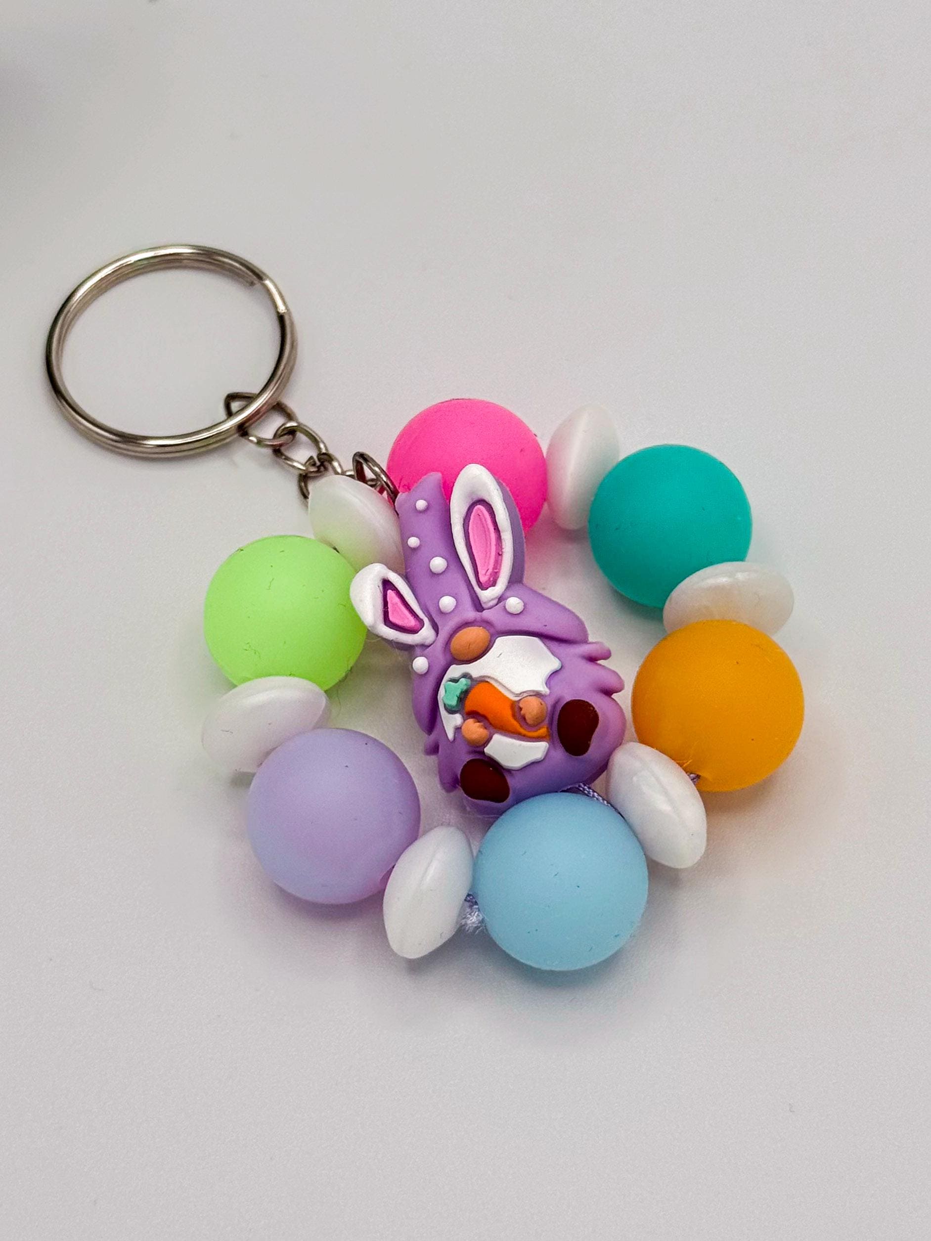 Easter Gnome Beaded Keychain