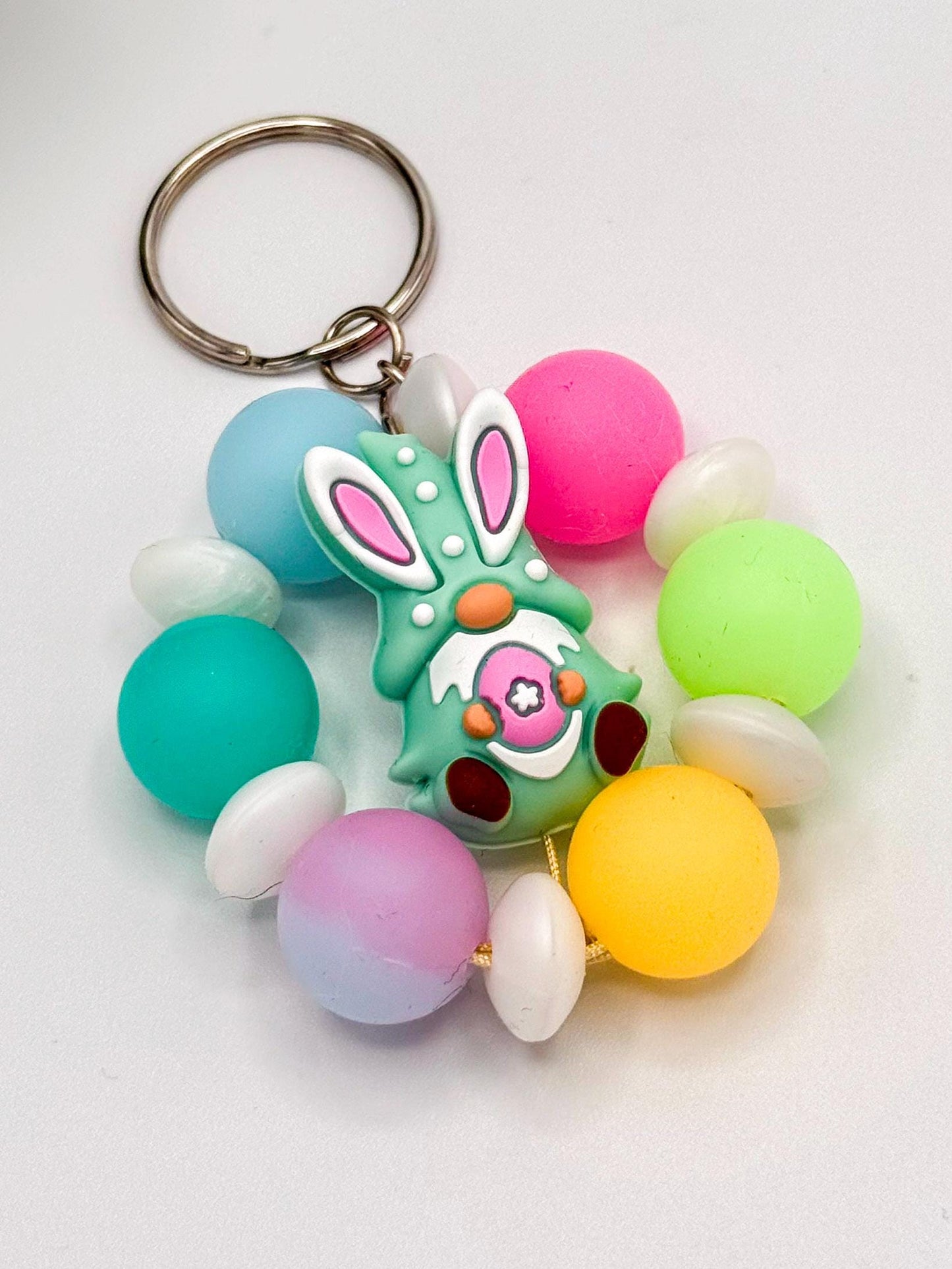Easter Gnome Beaded Keychain