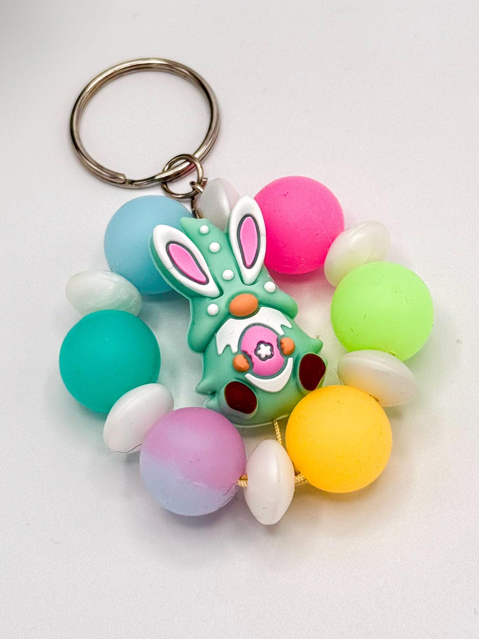 Easter Gnome Beaded Keychain