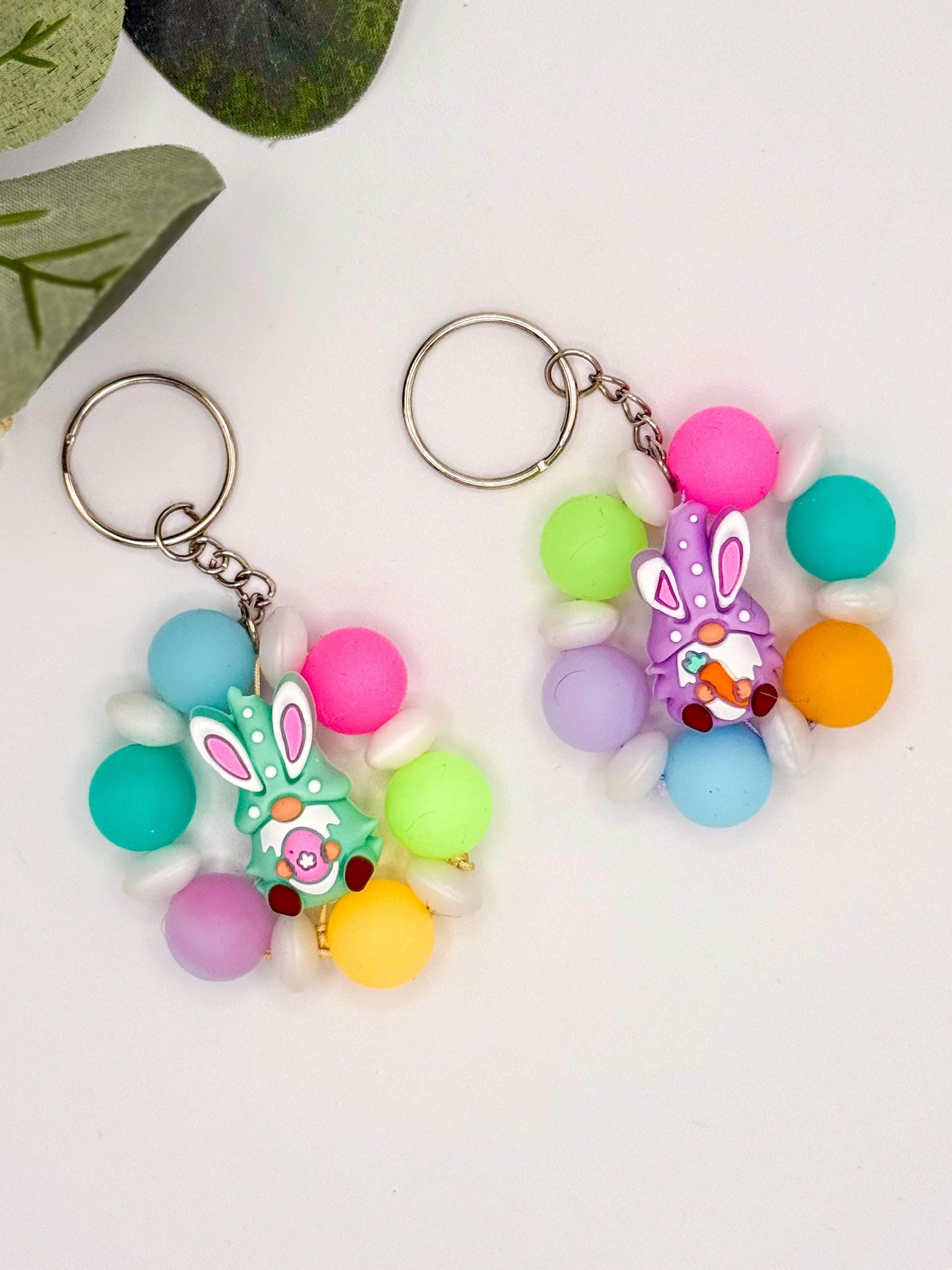 Easter Gnome Beaded Keychain