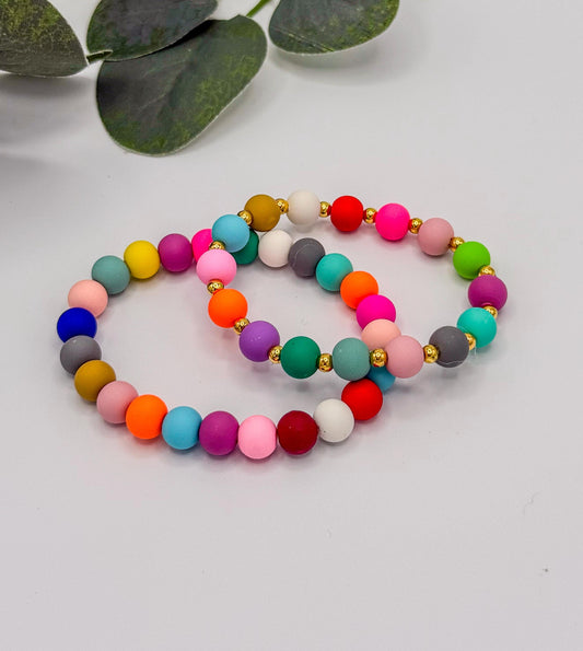 Retro Rustic Multi Color Bracelets in Vibrant Colors! - Stretchy, No Clasp Design