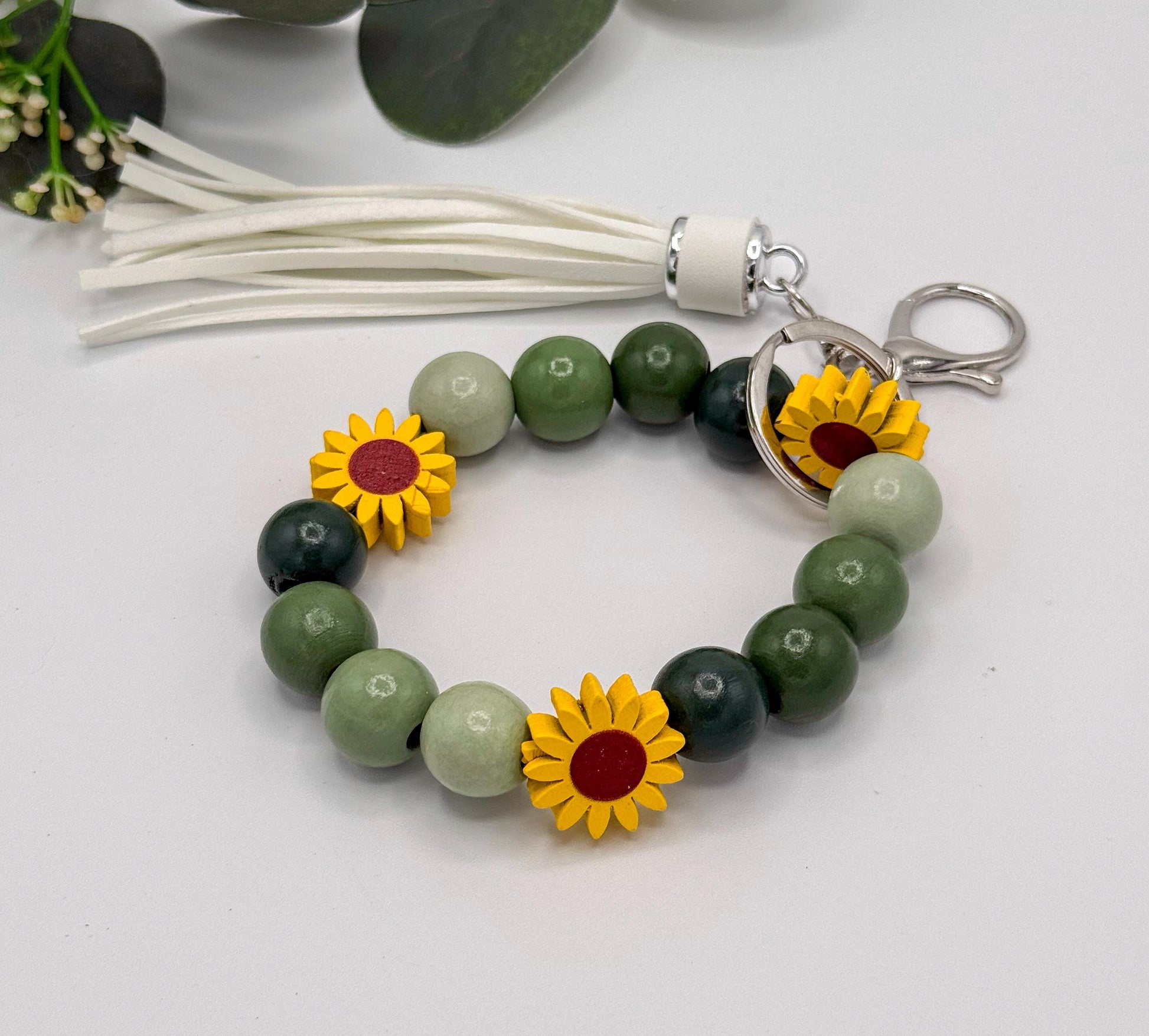 Daisy Sunflower Beaded Keychain Wristlets