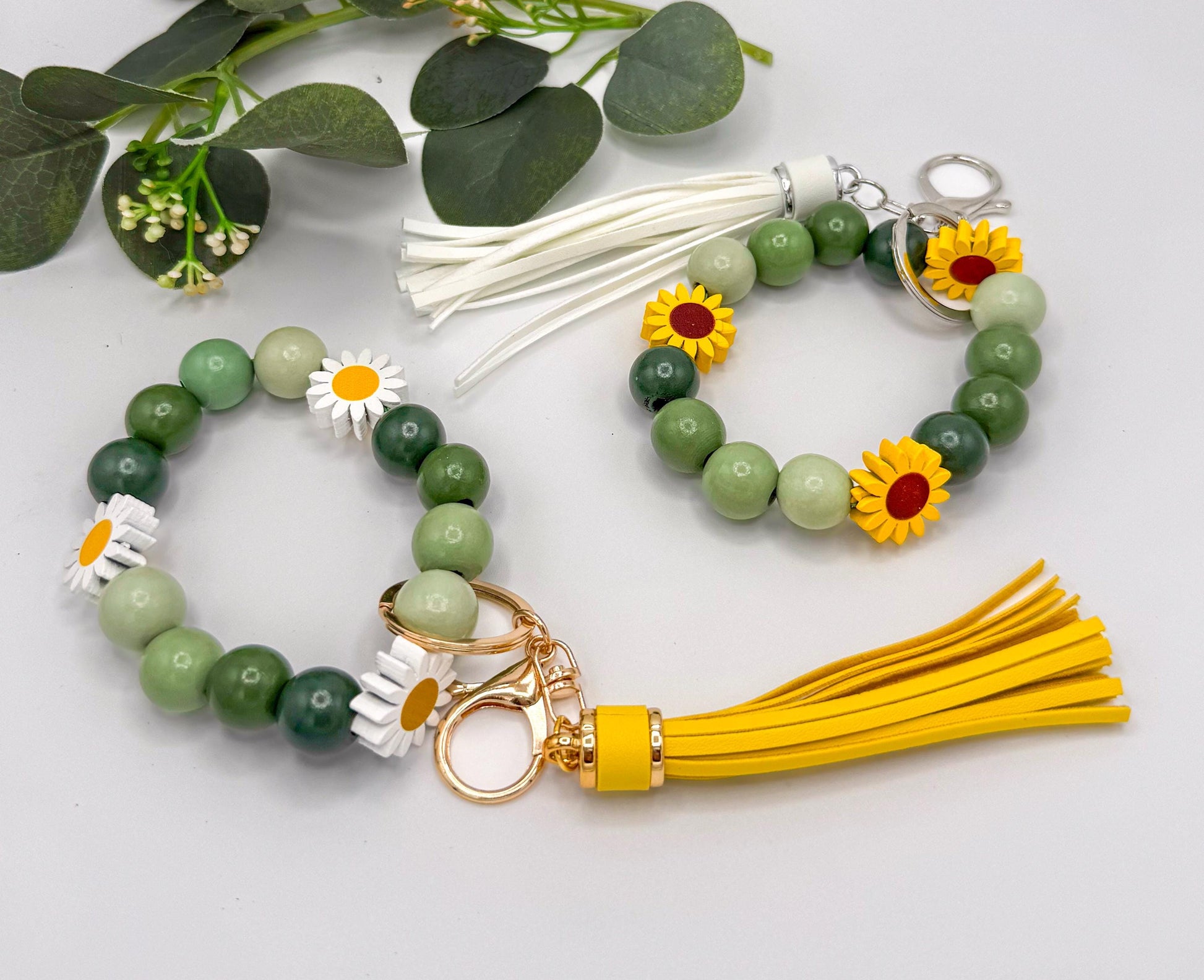 Daisy Sunflower Beaded Keychain Wristlets