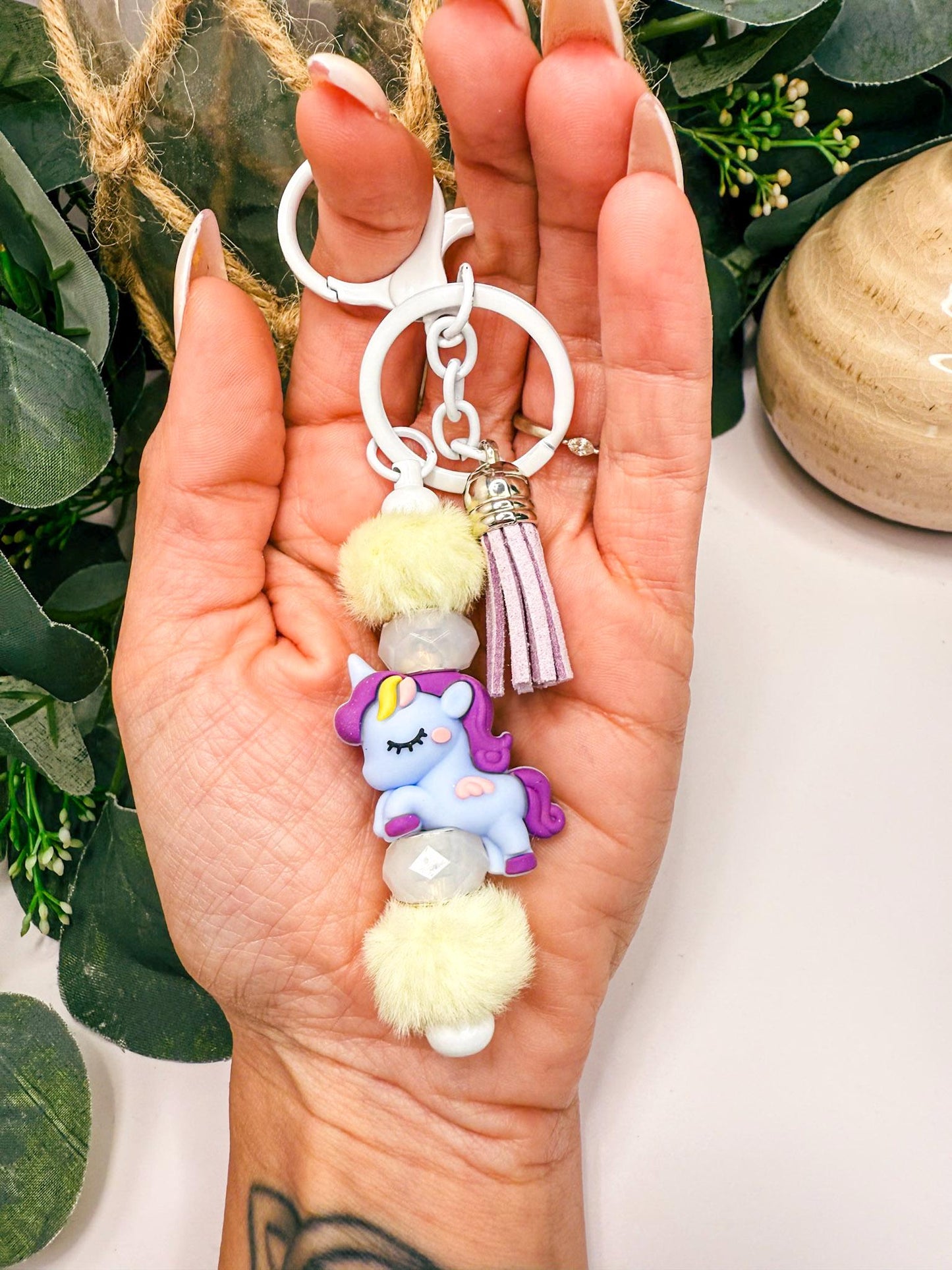 Fuzzy Unicorn Keychain