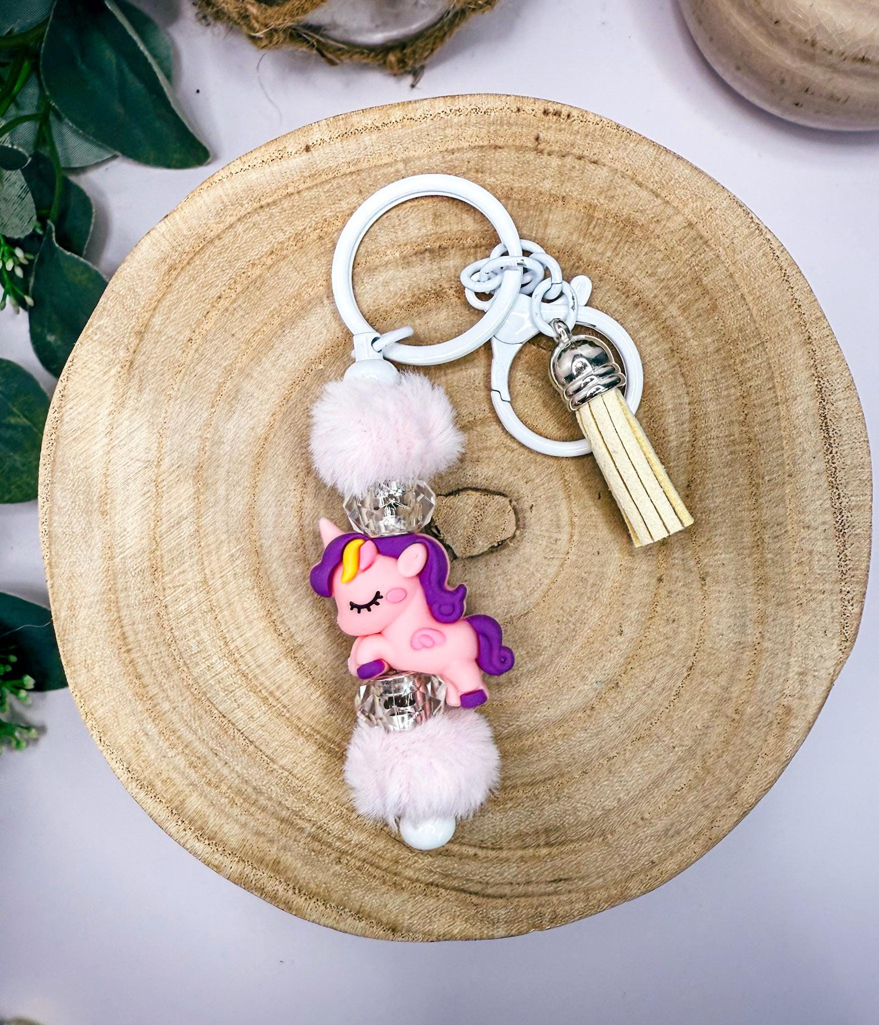 Fuzzy Unicorn Keychain