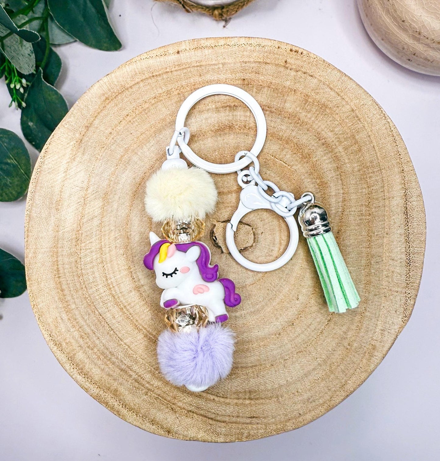 Fuzzy Unicorn Keychain