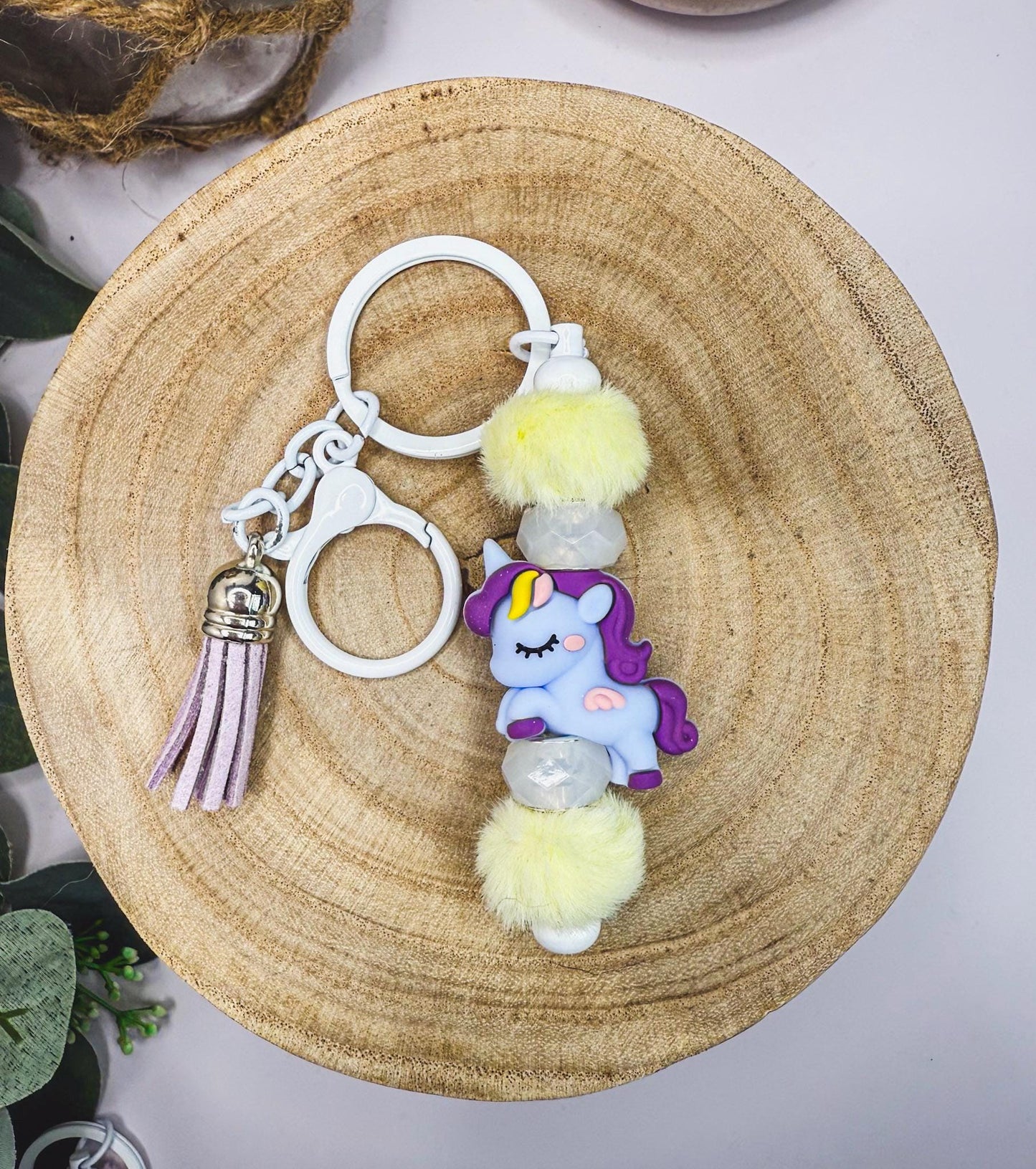 Fuzzy Unicorn Keychain