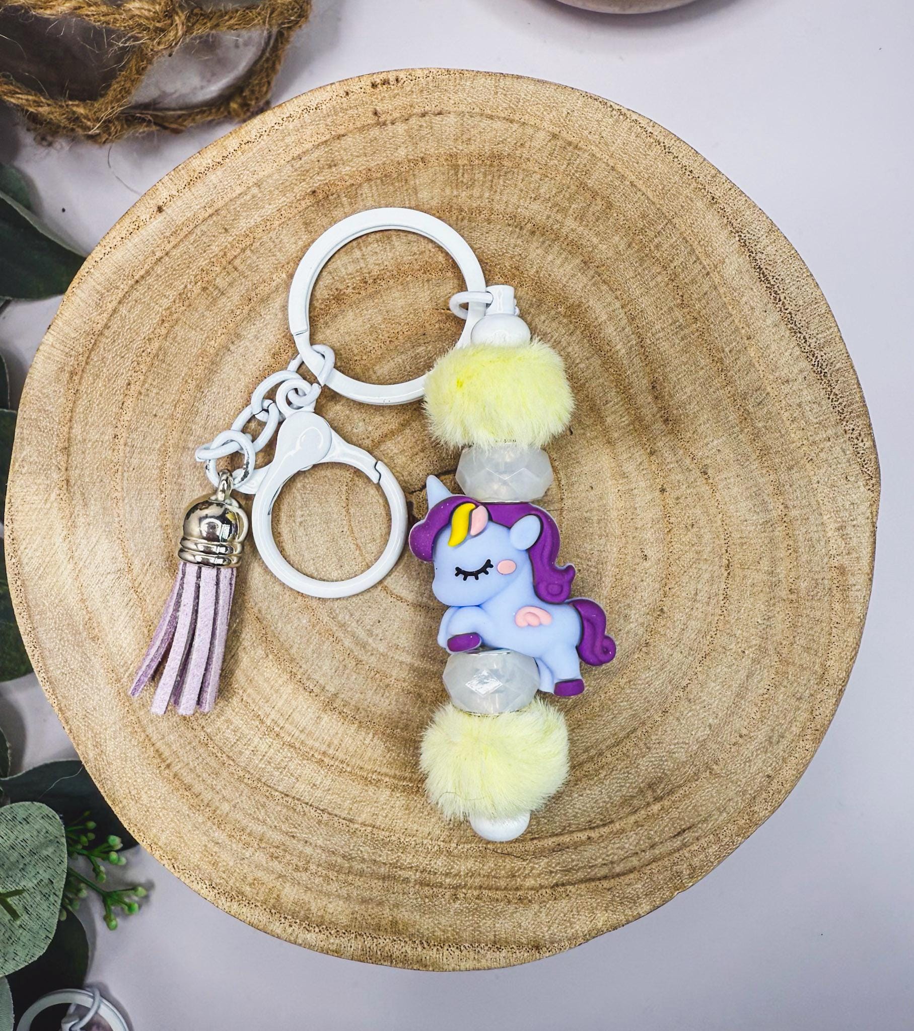 Fuzzy Unicorn Keychain