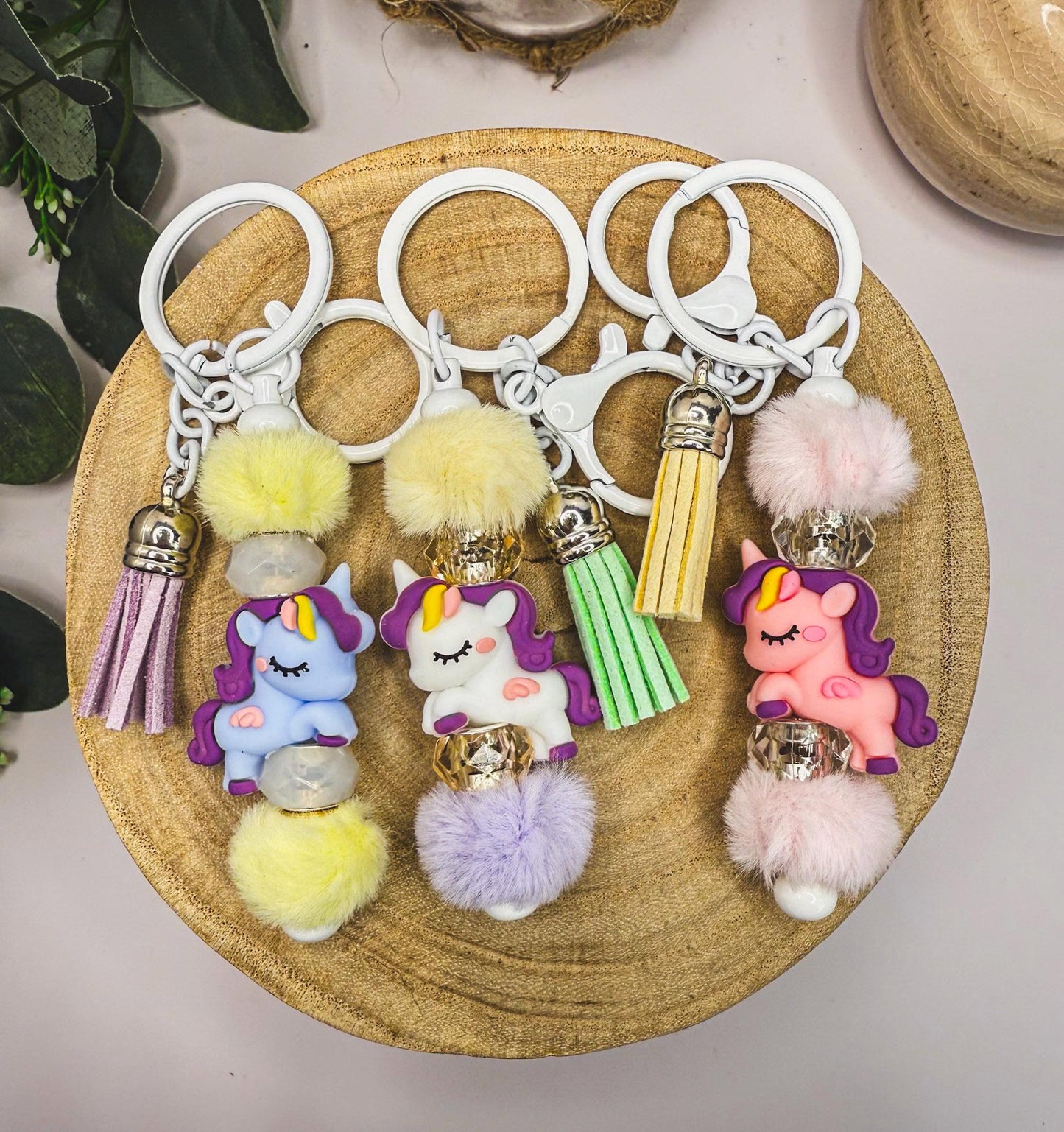 Fuzzy Unicorn Keychain