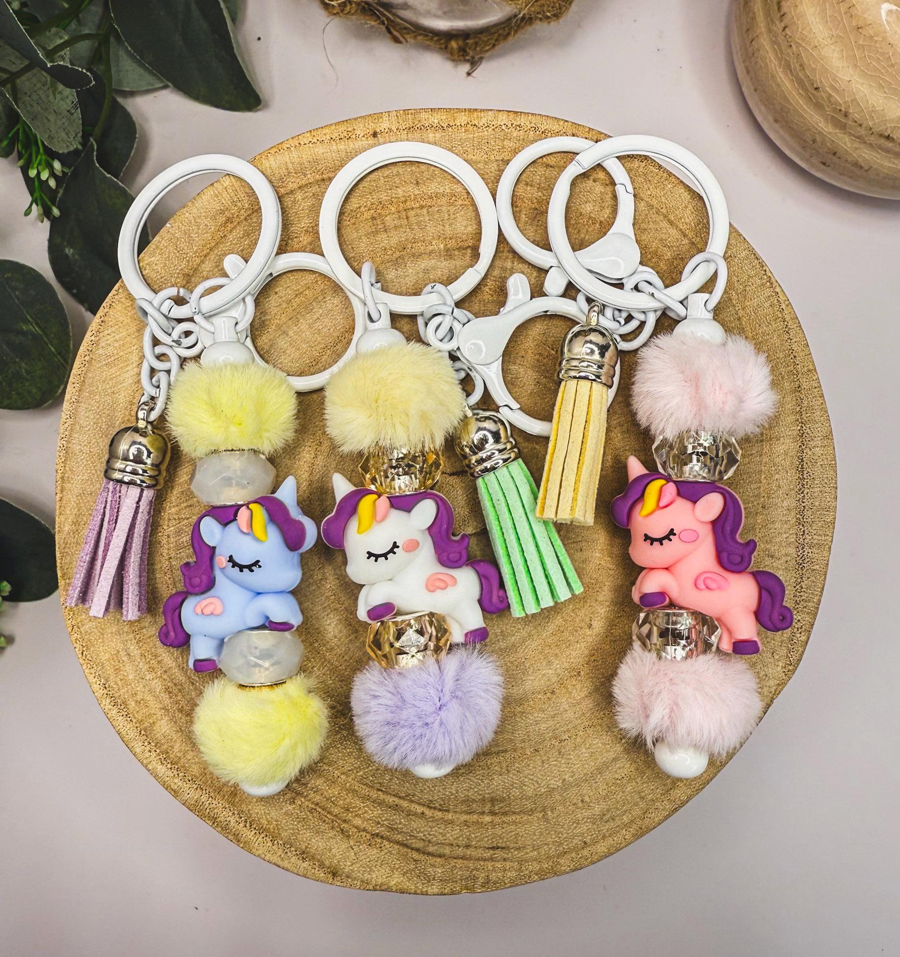 Fuzzy Unicorn Keychain