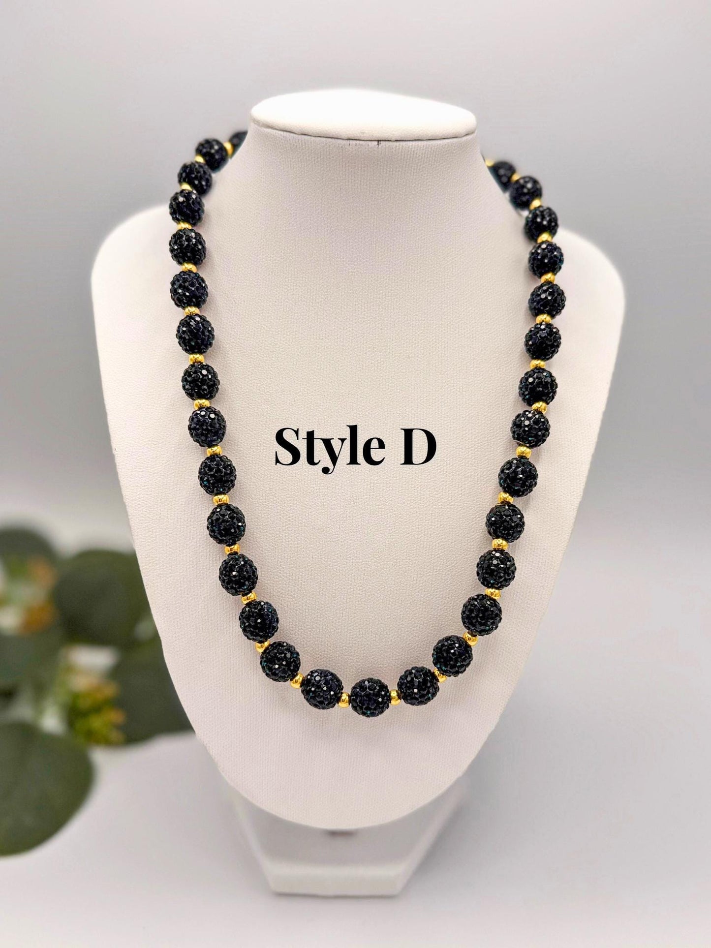 Navy, Silver & Gold Rhinestone Necklaces