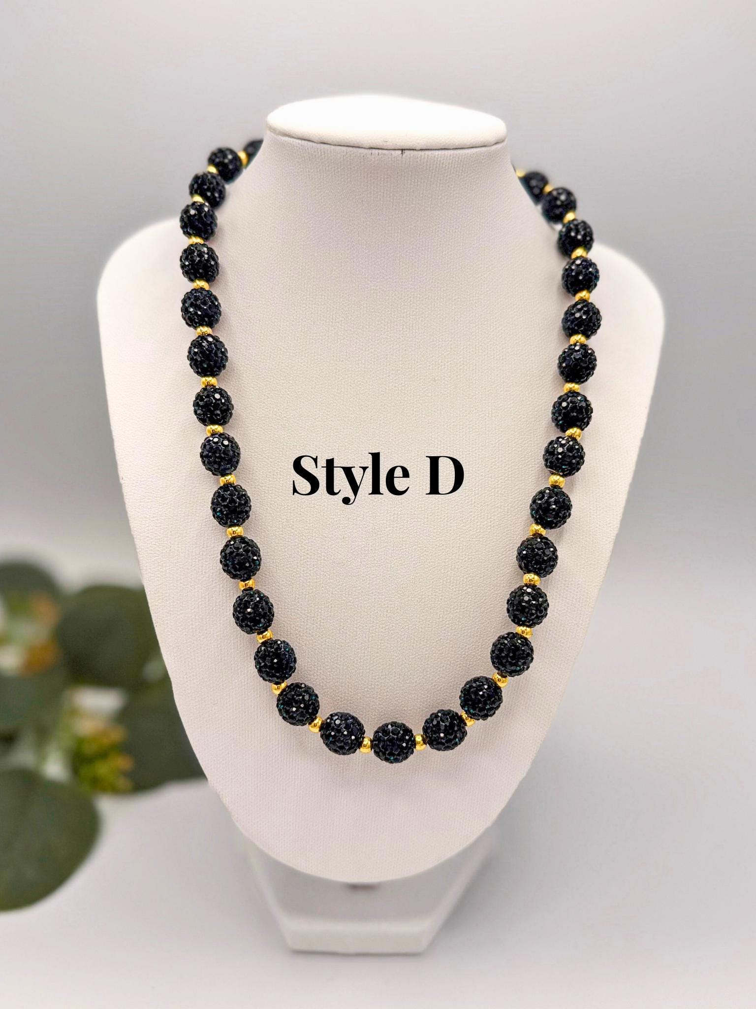 Navy, Silver & Gold Rhinestone Necklaces