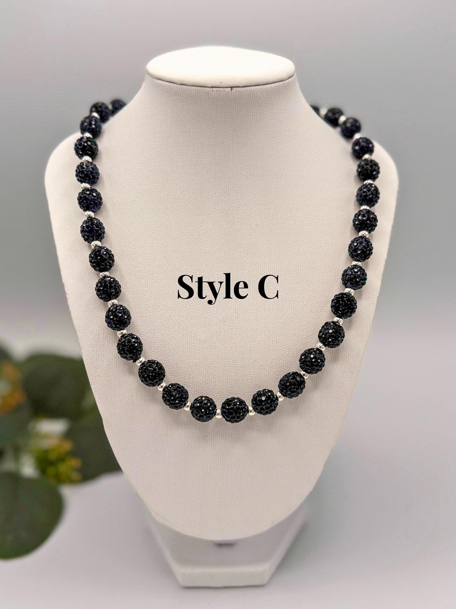 Navy, Silver & Gold Rhinestone Necklaces