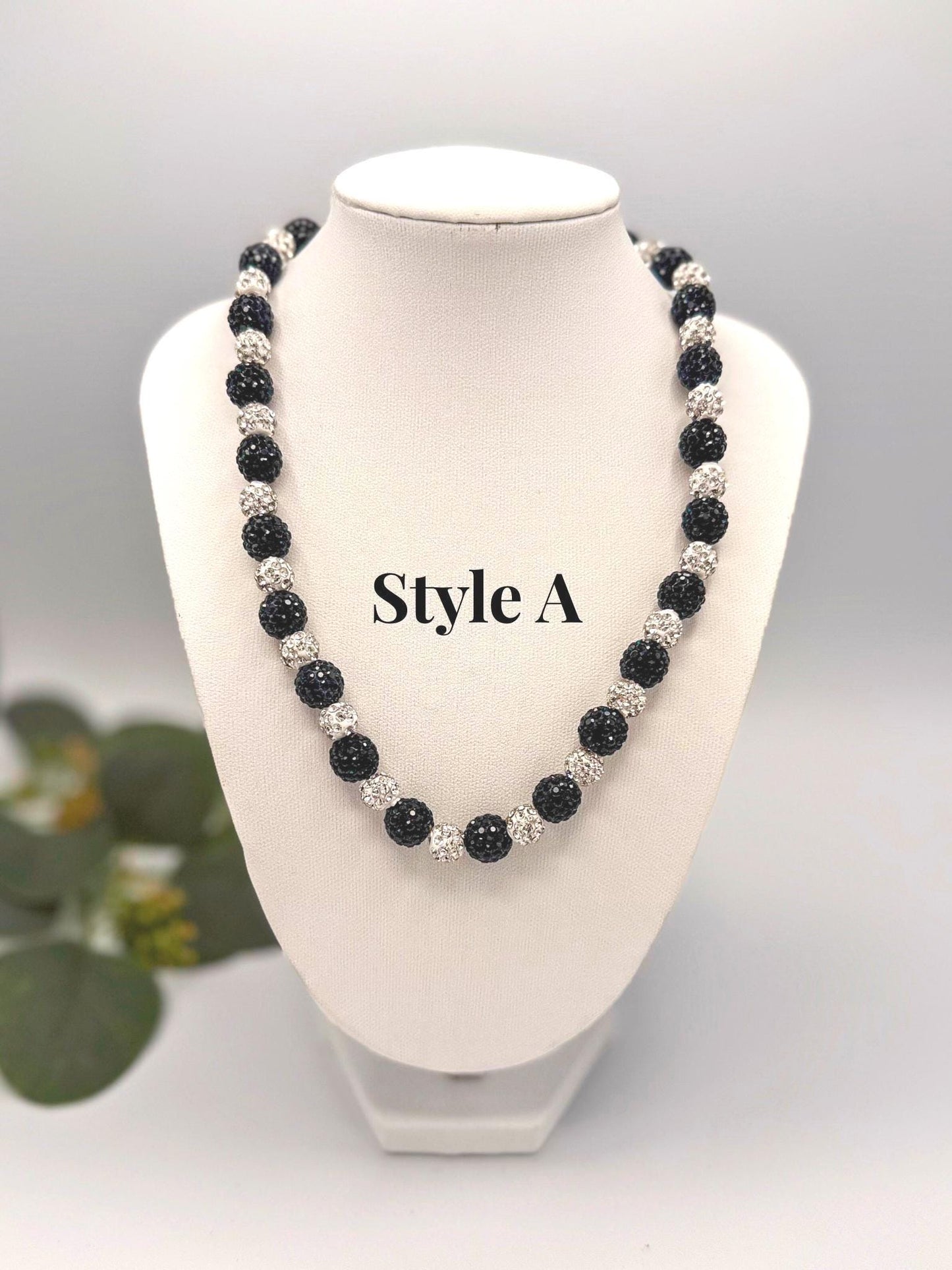 Navy, Silver & Gold Rhinestone Necklaces