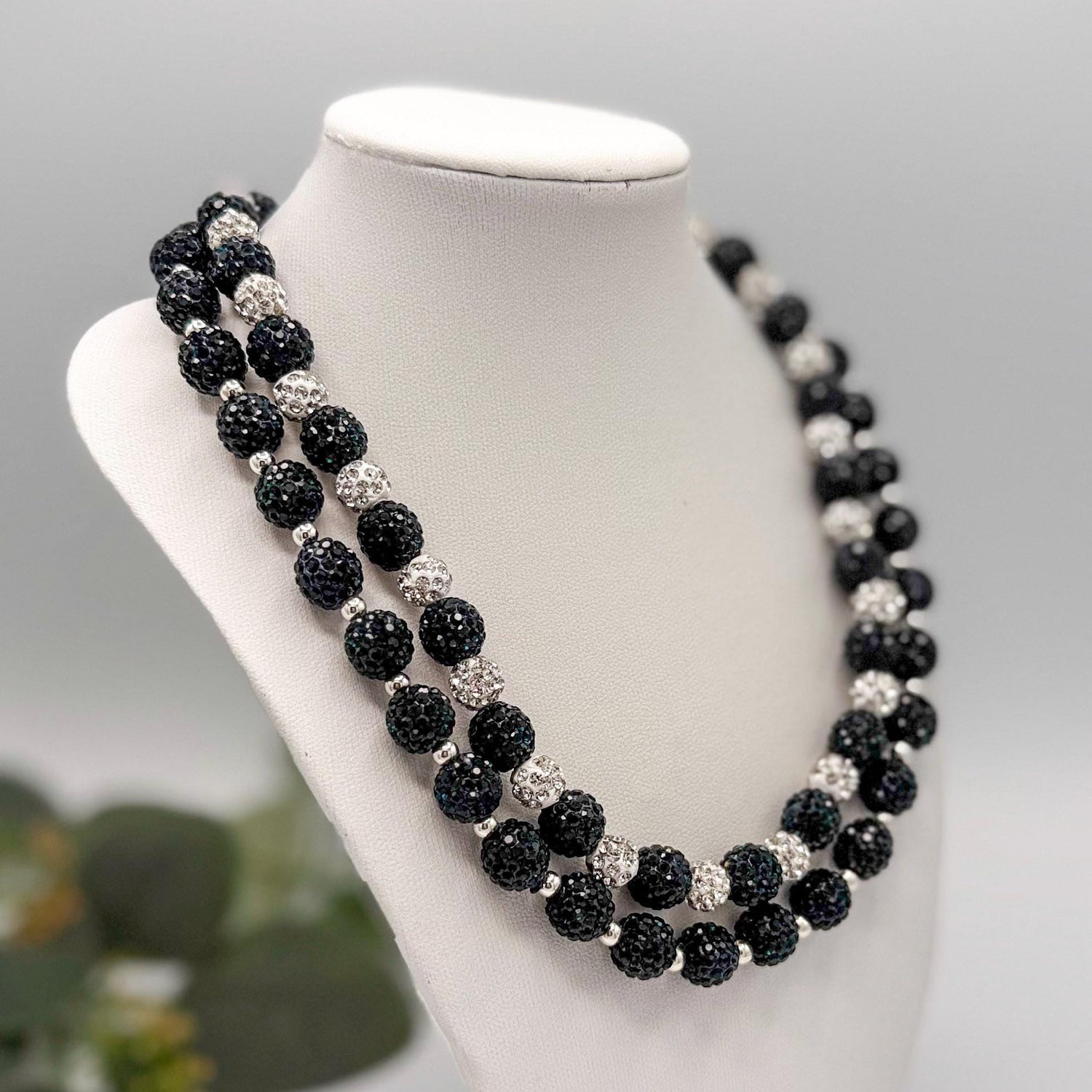 Navy, Silver & Gold Rhinestone Shamballa Necklaces - Various Styles and Sizes