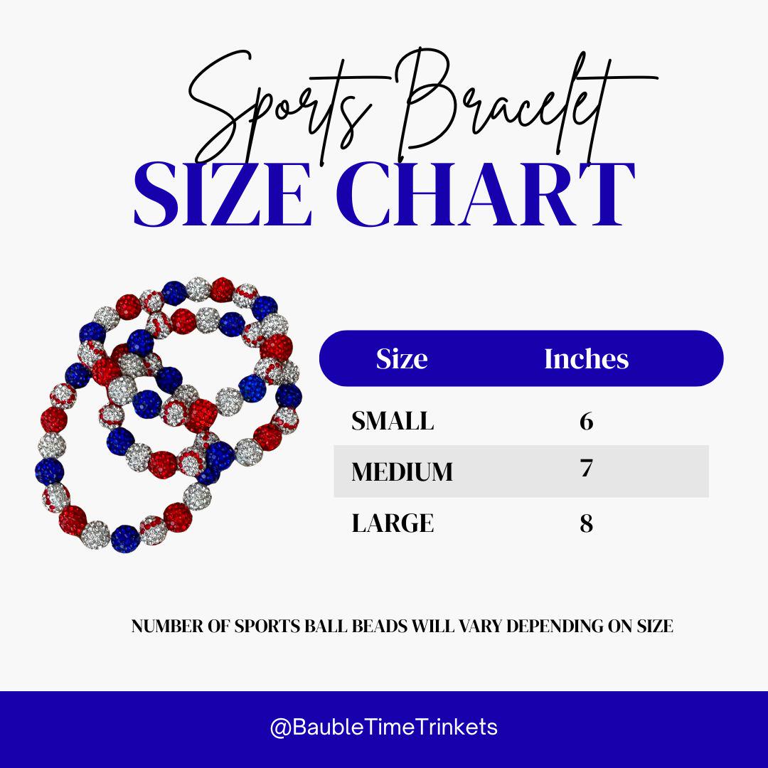 Baseball Drip Rhinestone Bracelet, Red White Blue Sparkle Team Colors Jewelry, Baseball Mom Gift, End of Season Team Gifts
