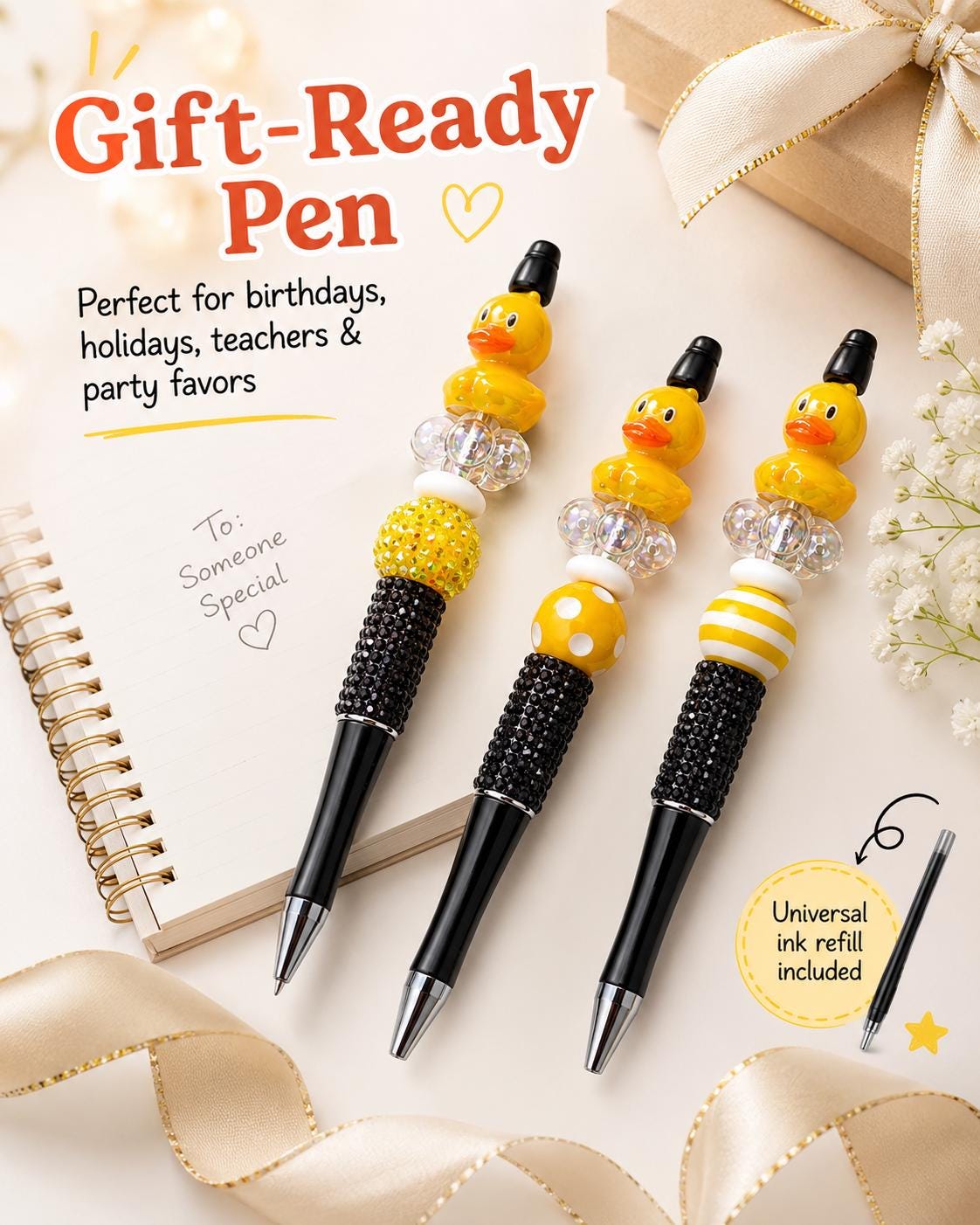 Rubber Duck Beaded Pens
