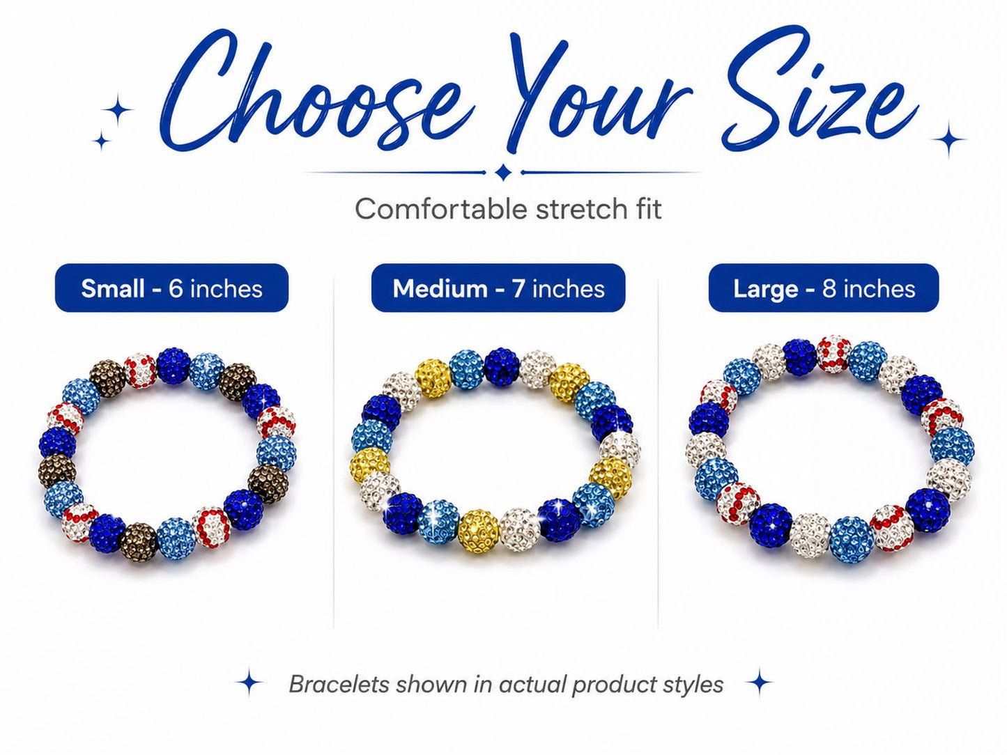 LA Baseball Rhinestone Bracelet, Dodger Blue Team Colors Jewelry, Baseball Mom Sports Bling, Stretch Beaded Game Day Stack Gift