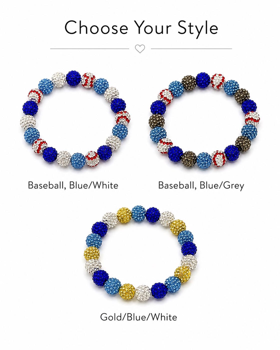 LA Baseball Rhinestone Bracelet, Dodger Blue Team Colors Jewelry, Baseball Mom Sports Bling, Stretch Beaded Game Day Stack Gift